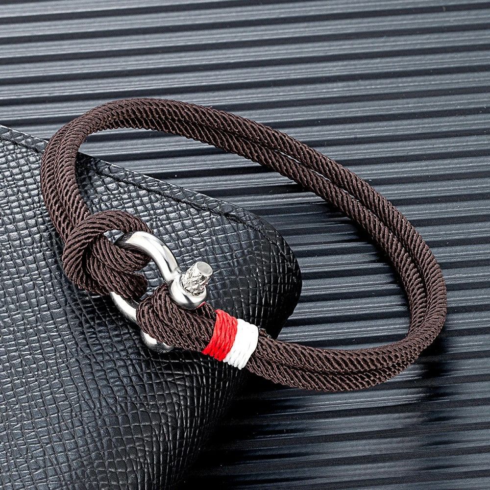 Vintage Stainless Steel Mini Horseshoe Bracelet with Braided Rope Size ONE SIZE - 2 Thumbnail