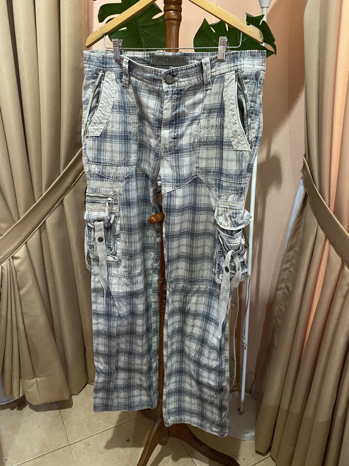 Japanese Brand Vintage Y2K Just Design Plaid Multi-Pocket Utility Style” Size US 36 / EU 52 - 3 Thumbnail