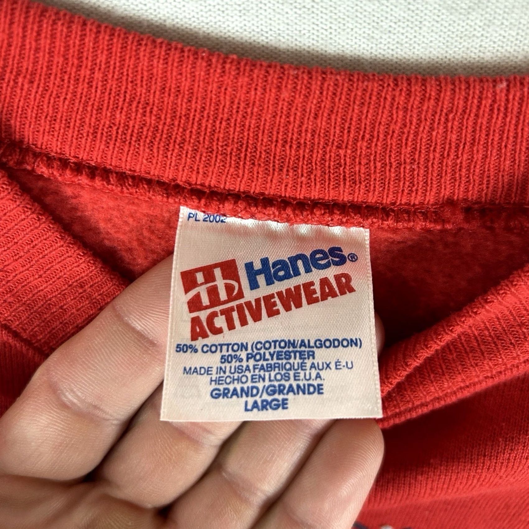 Hanes VINTAGE Hanes Sweatshirt Lakes Tahoe Lake Tahoe Moose 90s USA Mens Large Red Graphic Print Crew Neck Wool Blend Fleece Pullover Winter Fall Size US L / EU 52-54 / 3 - 3 Thumbnail