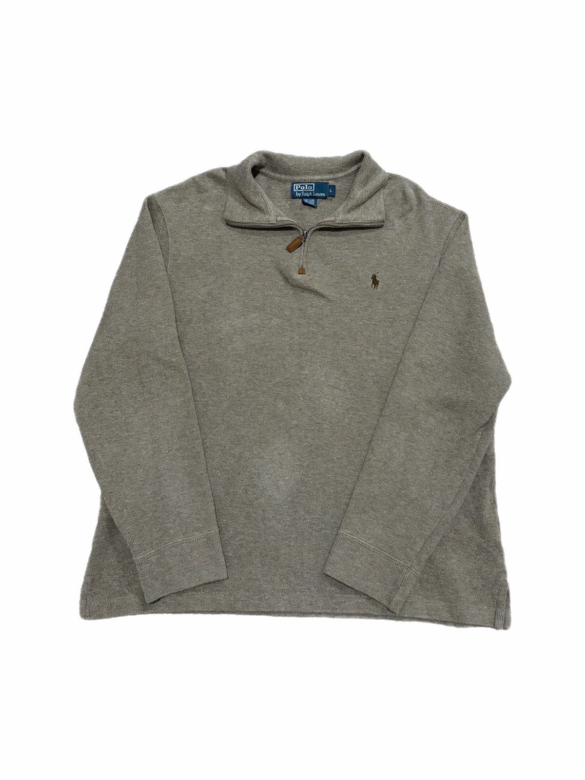 Polo Ralph Lauren Polo by Ralph Lauren Men's 1/4 Zip Cotton Sweater Gray Size US L / EU 52-54 / 3 - 1 Thumbnail