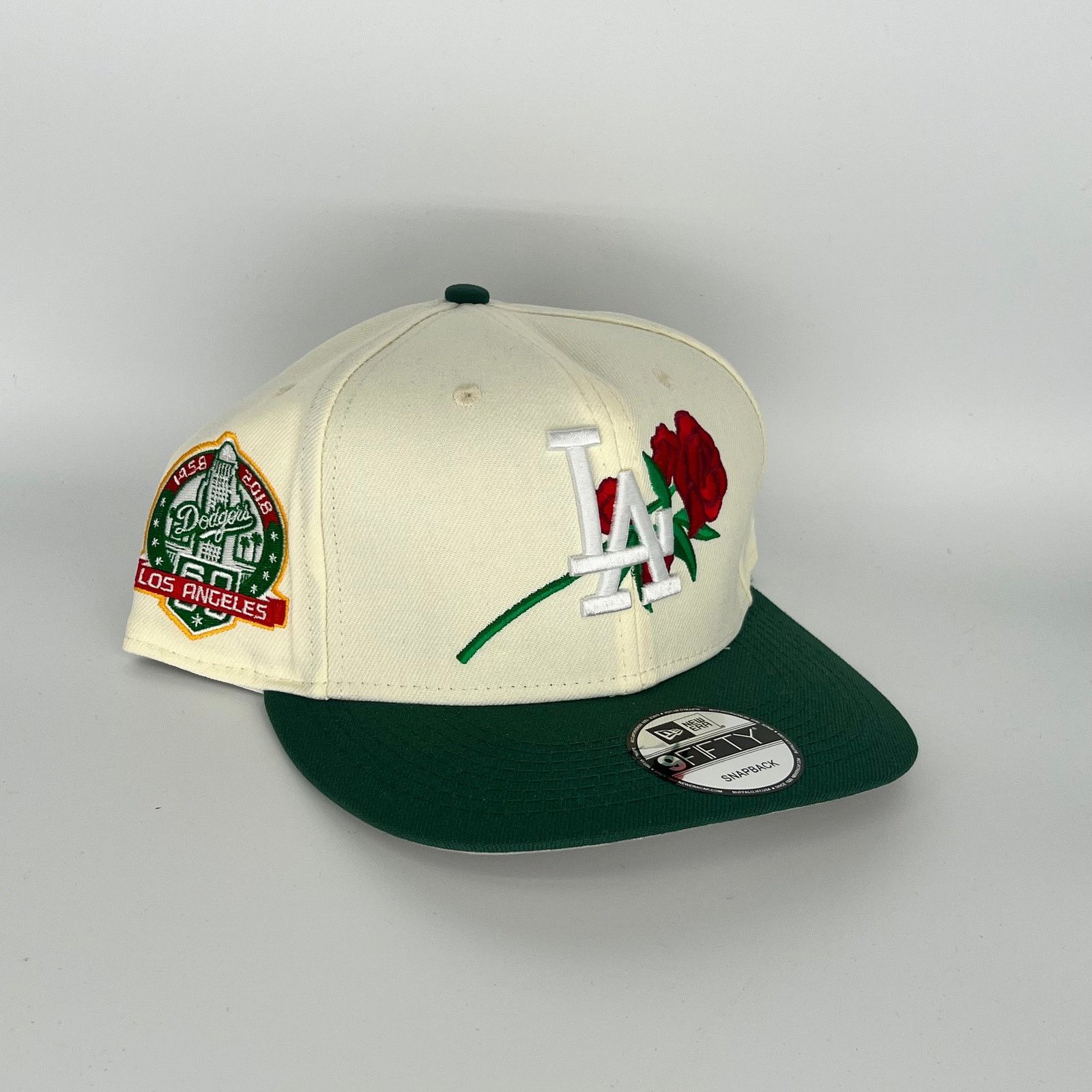 New Era White Green Los Angeles Dodgers 60TH Anniversary New Era MLB Size ONE SIZE - 1 Thumbnail