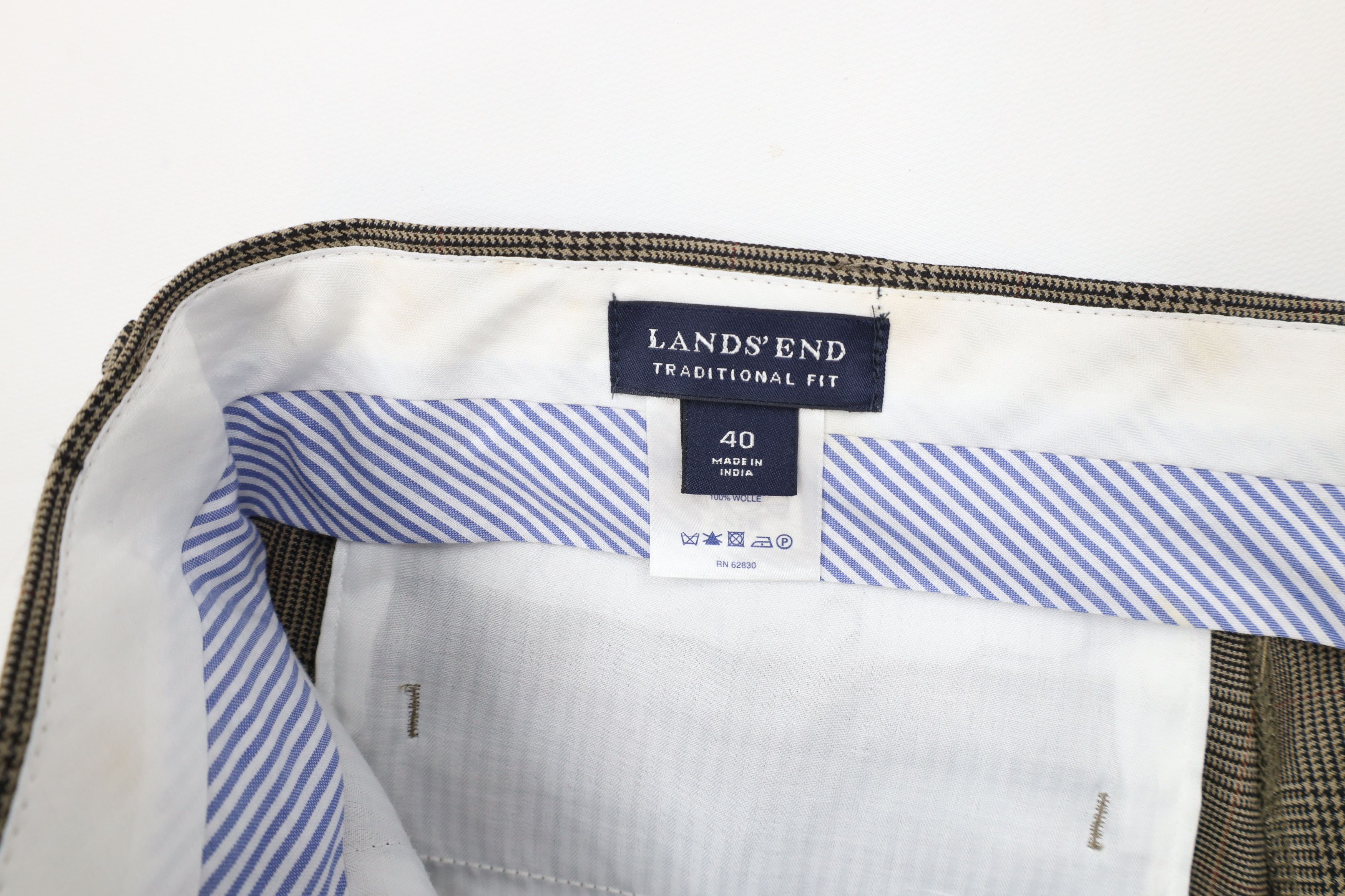 Lands' End × Vintage Vintage 90s Lands End Wide Leg Houndstooth Plaid Chino Pants Size US 40 / EU 56 - 7 Thumbnail
