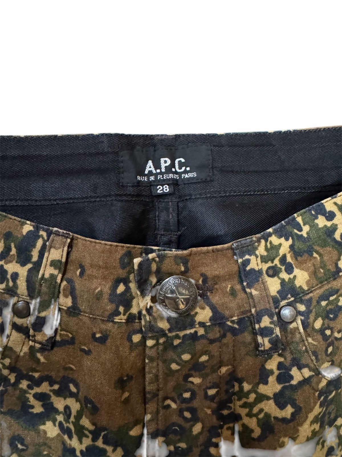 A.P.C. × Japanese Brand Vintage 00’s APC Camo Brushed Cotton Trousers Pants Size US 26 / EU 42 - 2 Thumbnail