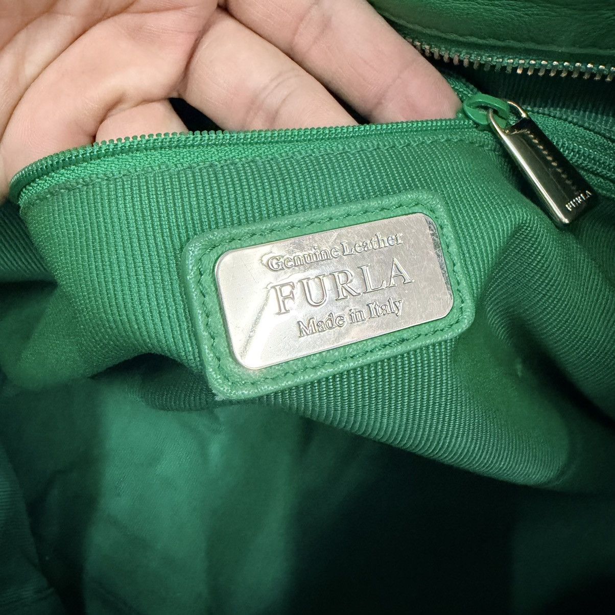 Furla Furla Large Leather Green Handbag Size ONE SIZE - 9 Thumbnail
