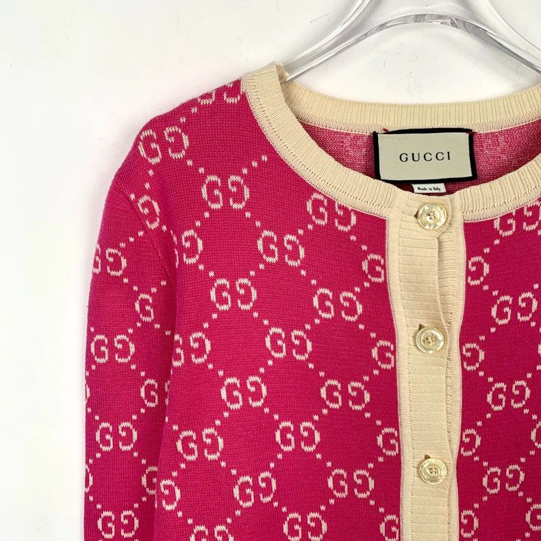 Gucci Gucci Pink logo double G full print long-sleeved cotton kni Size US S / EU 44-46 / 1 - 3 Thumbnail