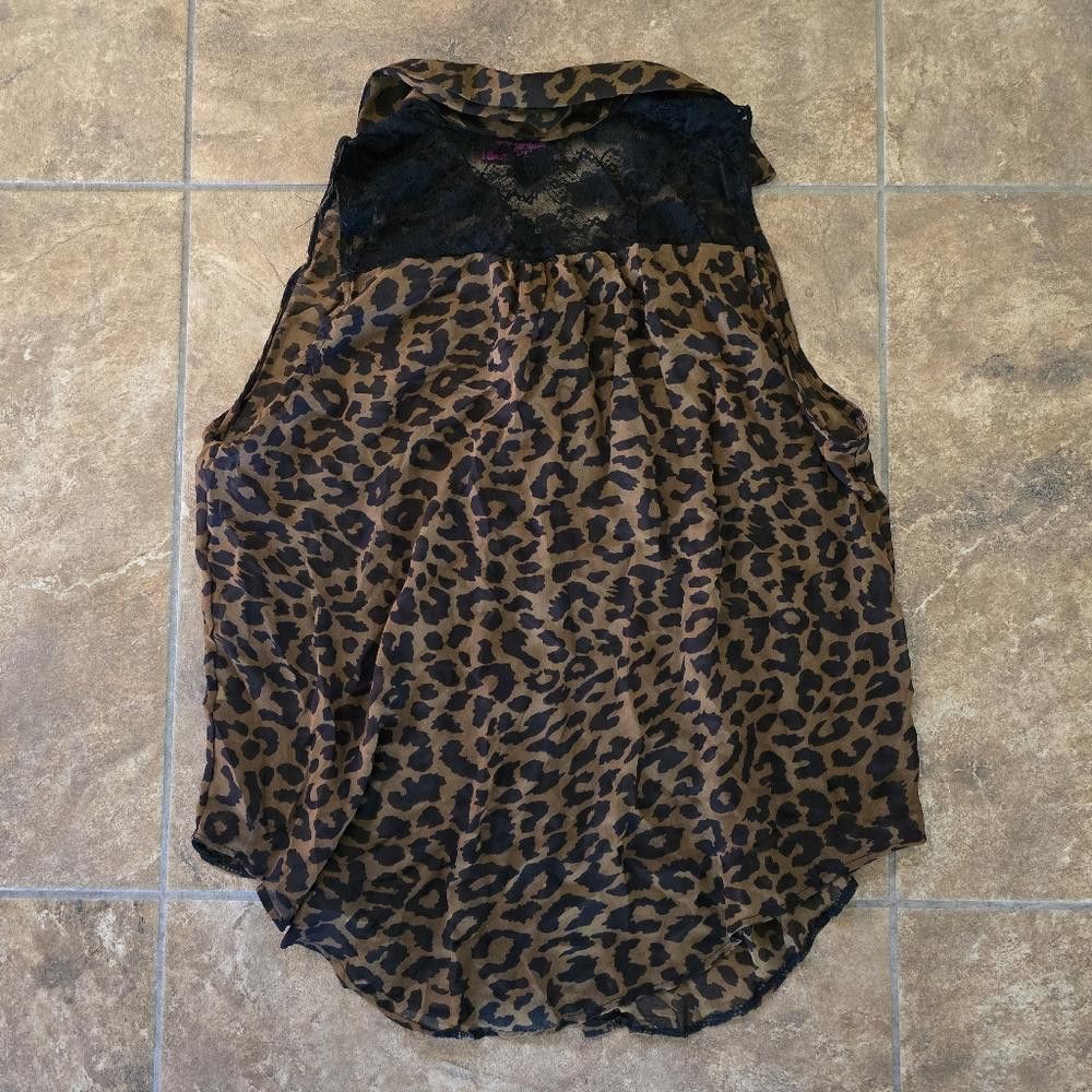 Designer Brown Leopard Annabelle Button Down Blouse Size L / US 10 / IT 46 - 2 Thumbnail
