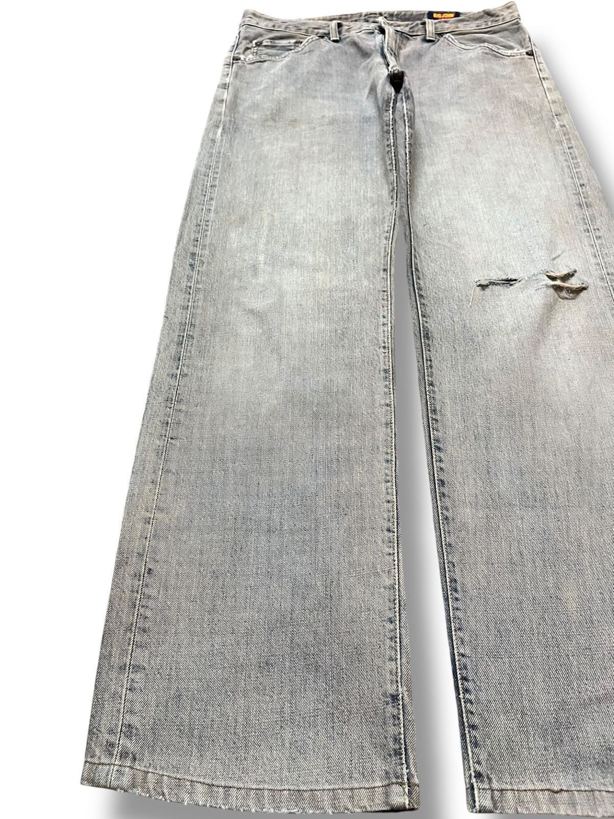 Big John Vintage Big John Baggy Blue Black Distressed Denim Size US 33 - 3 Thumbnail
