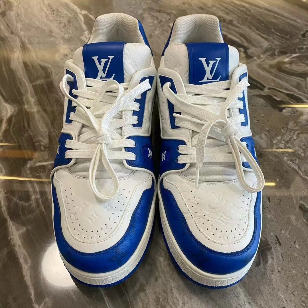 Louis Vuitton LOUIS VUITTON Trainer White Blue 41 95 New OG Box Size US 8 / EU 41 - 2 Thumbnail