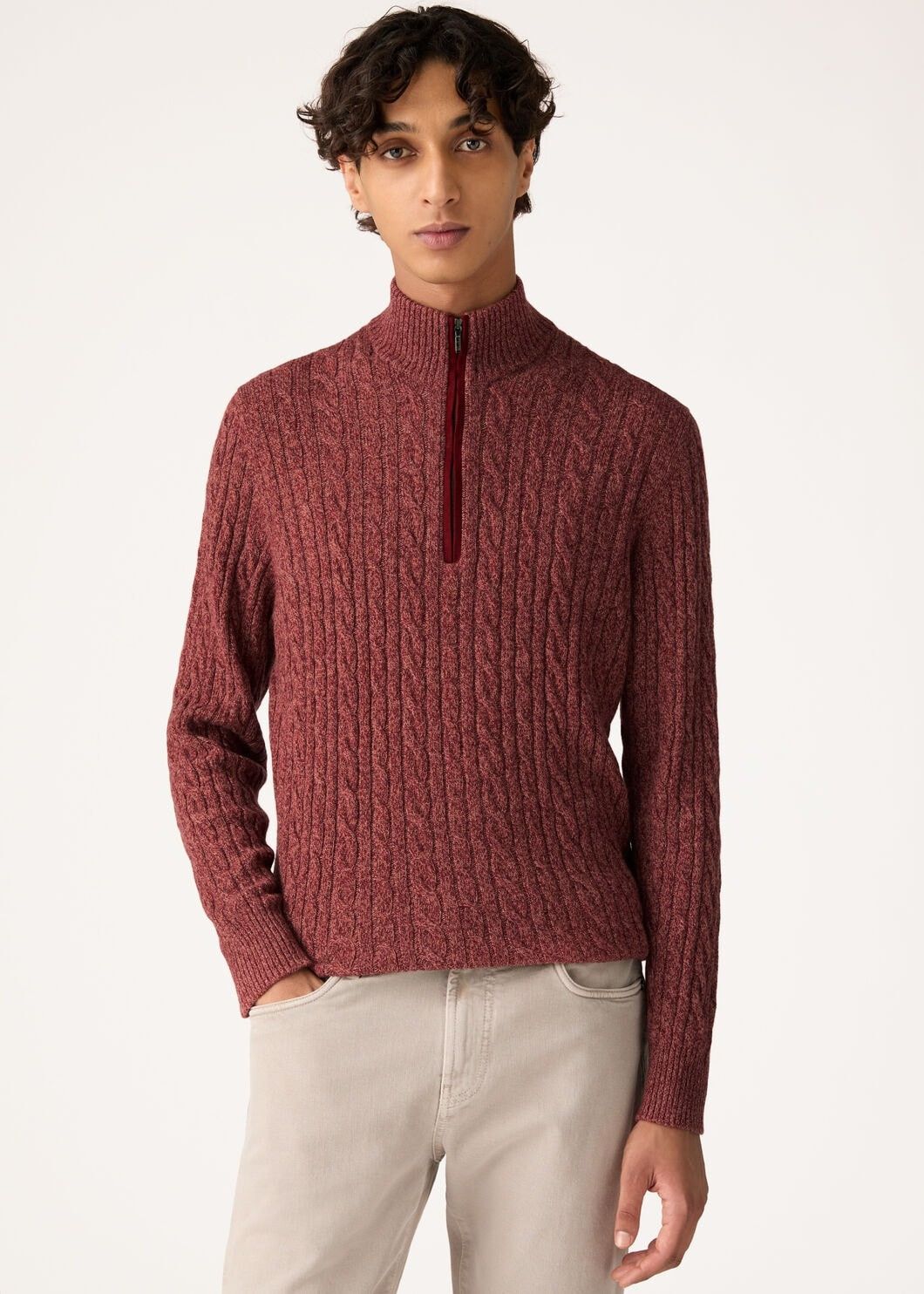 Loro Piana o1w1db10725 FAD7358 Treccia Sweater in Burgundy Size US XL / EU 56 / 4 - 4 Thumbnail