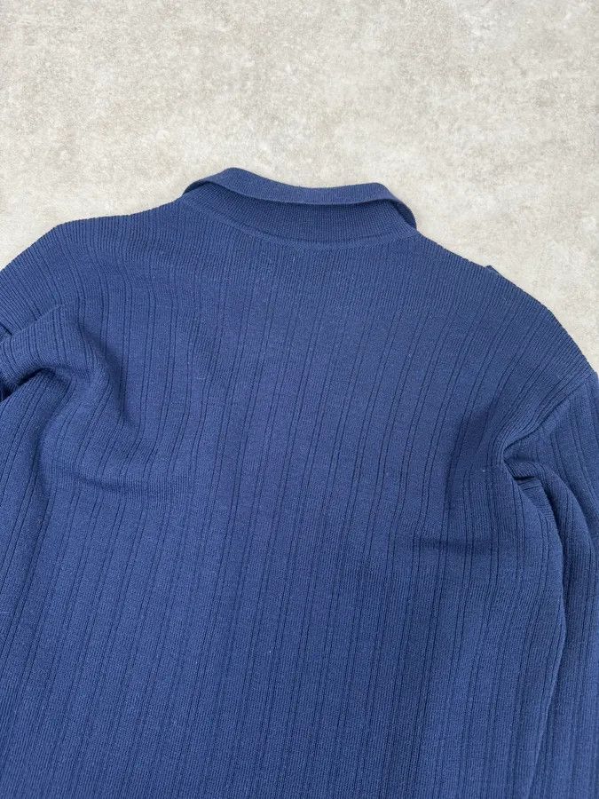 Versace Versace Navy Flat Wool Longsleeve Polo Size M / US 6-8 / IT 42-44 - 6 Thumbnail