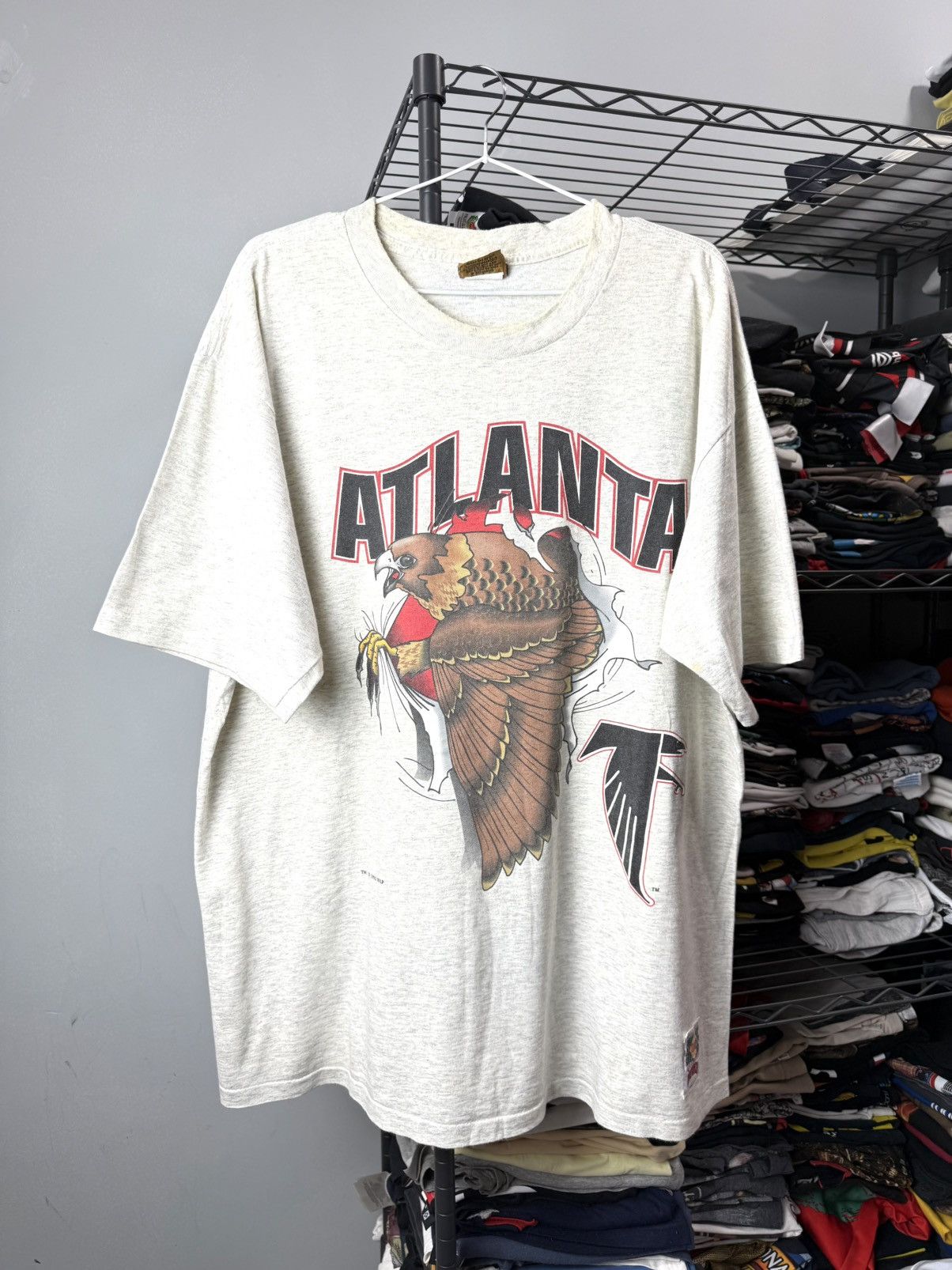 Vintage Rare 1993 NFL Atlanta Falcons Nutmeg T Shirt Size US XL / EU 56 / 4 - 1 Thumbnail
