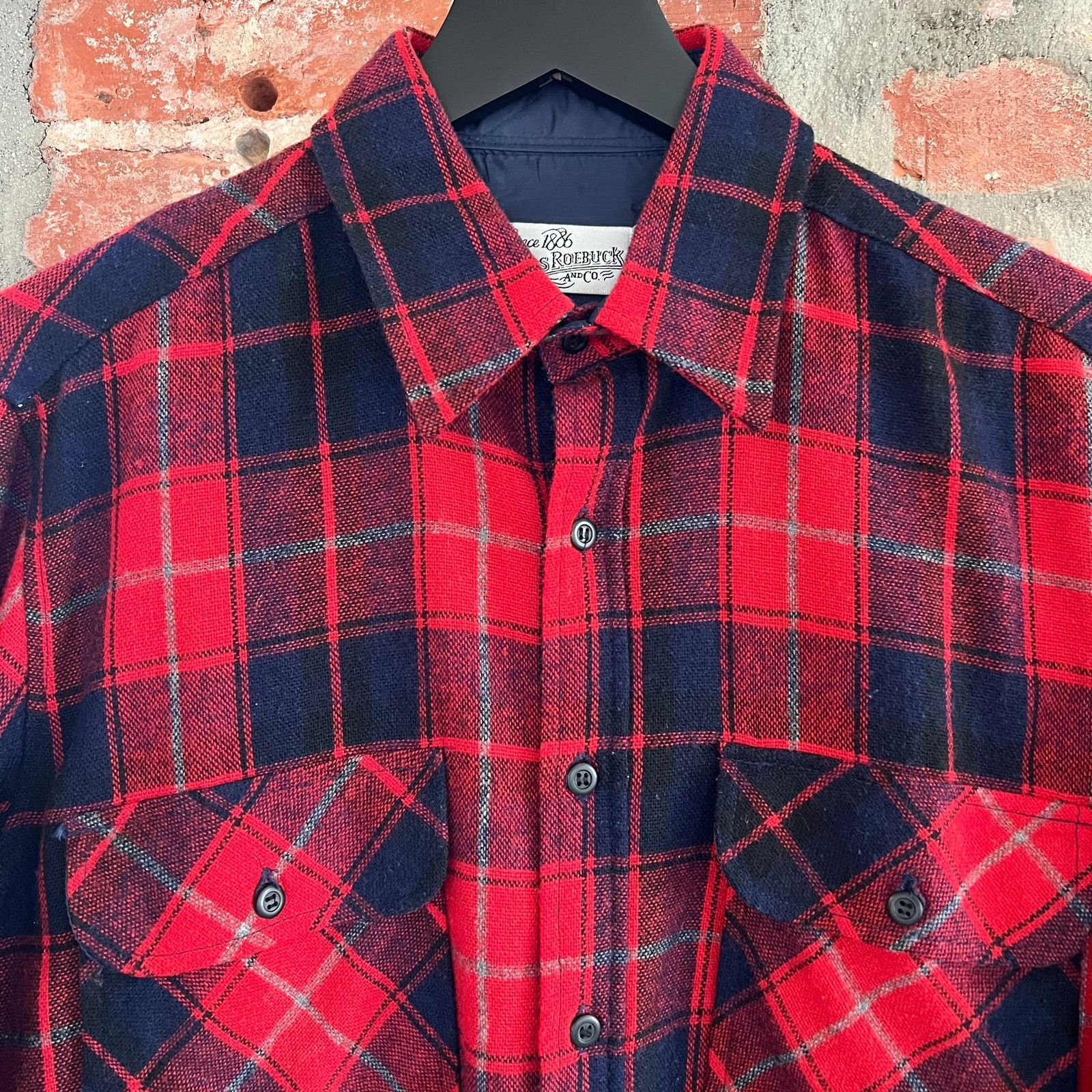 Sears VTG Sears Roebuck Men's Red Plaid Flannel LS Shirt M 22x28 Size US M / EU 48-50 / 2 - 1 Thumbnail