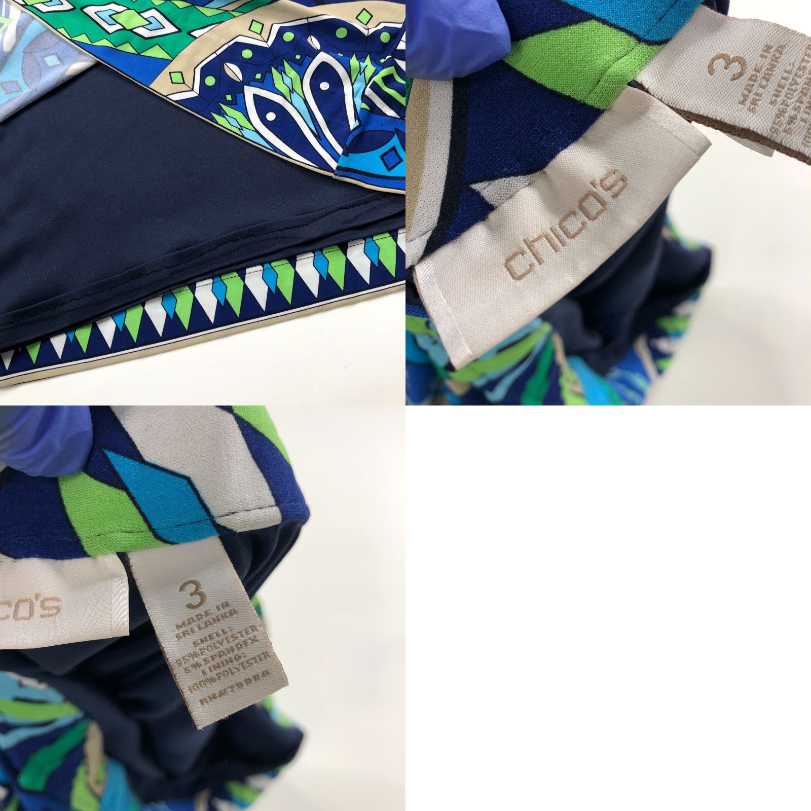 Vintage Chico's Skirt Midi All Over Print Blue MINT Pull On Flat Lined 3 39In XS-XL Women's Comfortable Stretch Size 26" / US 2 / IT 38 - 8 Thumbnail