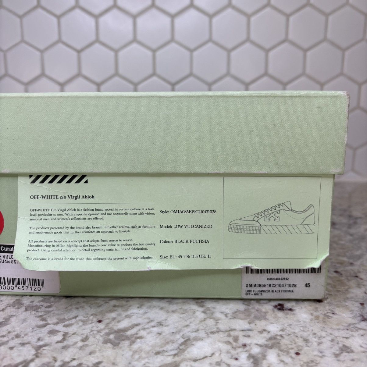 Off-White Size 11/45 EU-Off-White Vulc Low Black Fuchsia Clean W Box Size US 11 / EU 44 - 19 Thumbnail