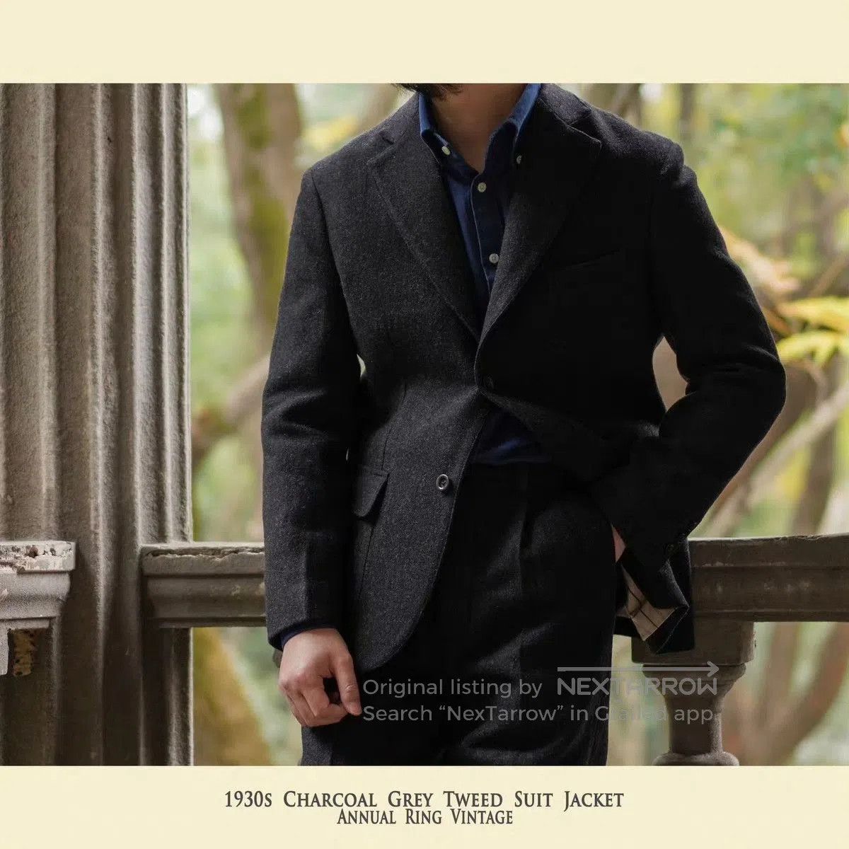AnnualRing American Retro Black Tweed Blazer.