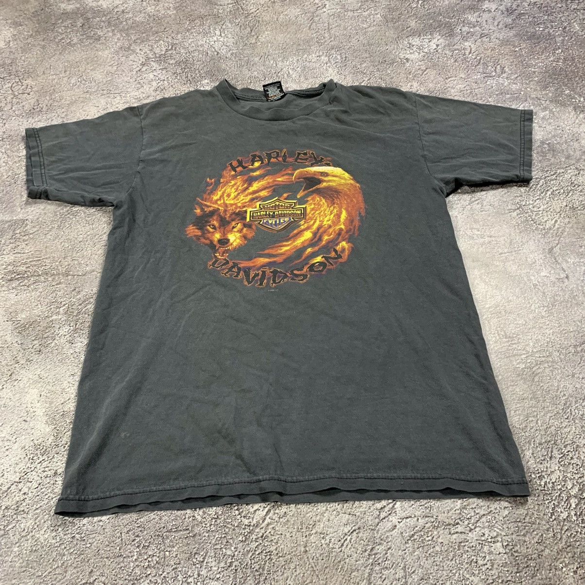 Band Tees Vintage Y2K HARLEY CREEPY WOLF AND EAGLE ANGRY HORROR 90s Size US L / EU 52-54 / 3 - 2 Thumbnail