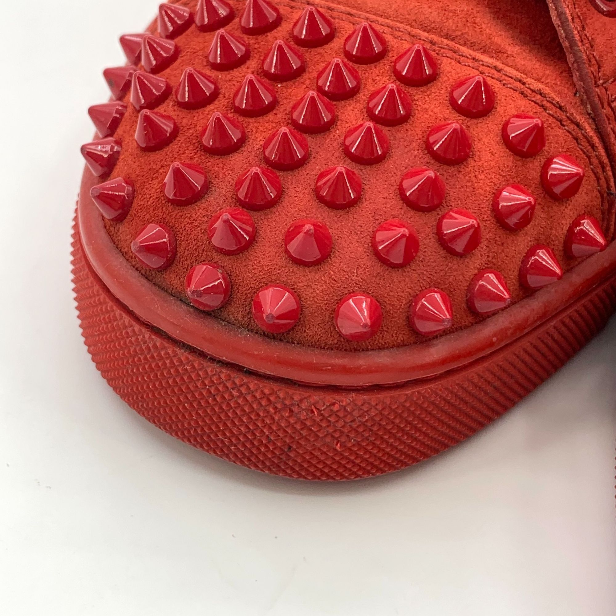 Christian Louboutin Christian Louboutin Red Studded Lace-Up Sneakers (Size 39.5) Size US 9.5 / IT 39.5 - 2 Thumbnail