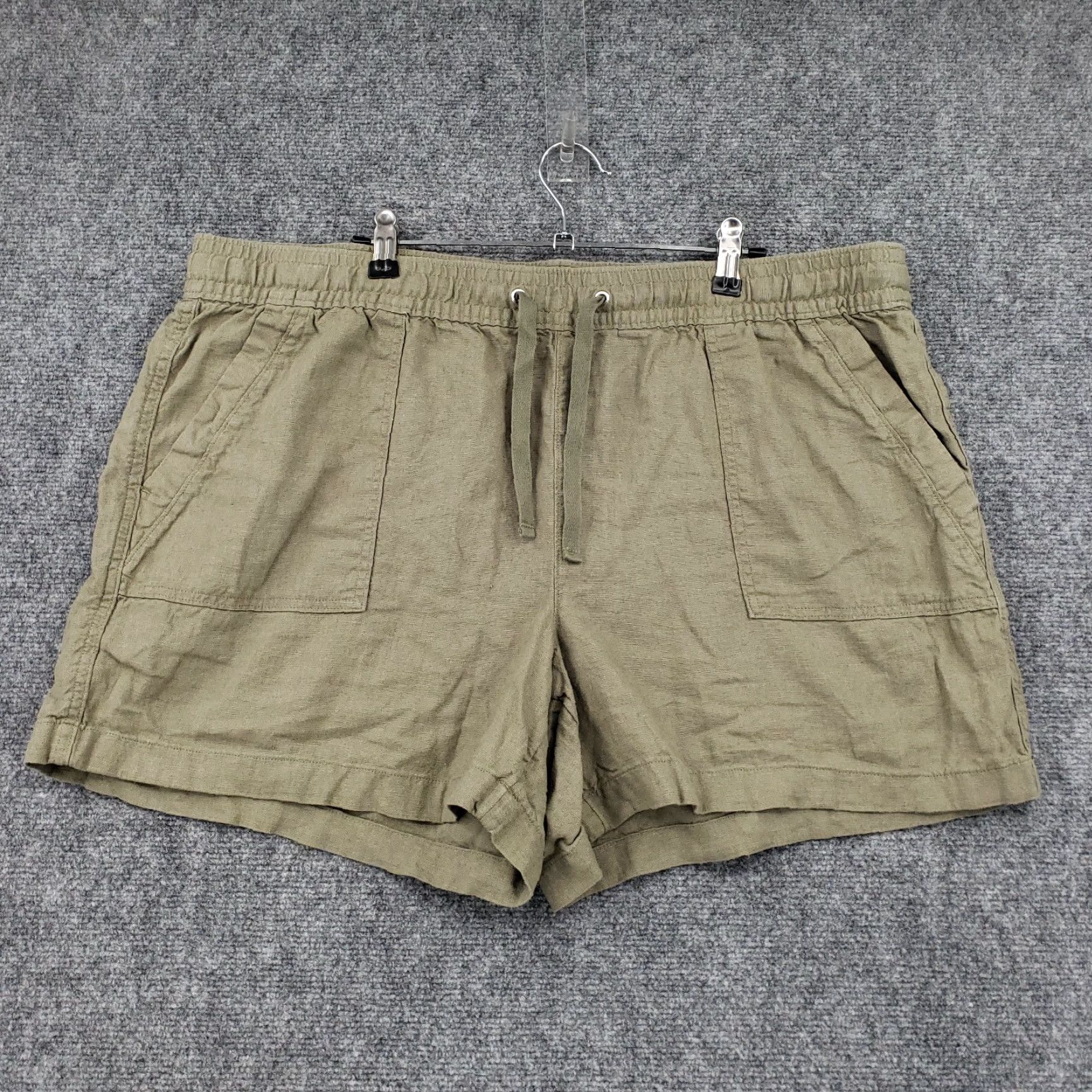 Nautica Nautica Shorts Womens 2XL Green Linen Drawstring Pull On Utility Shorts Size 40" / US 18 - 2 Thumbnail