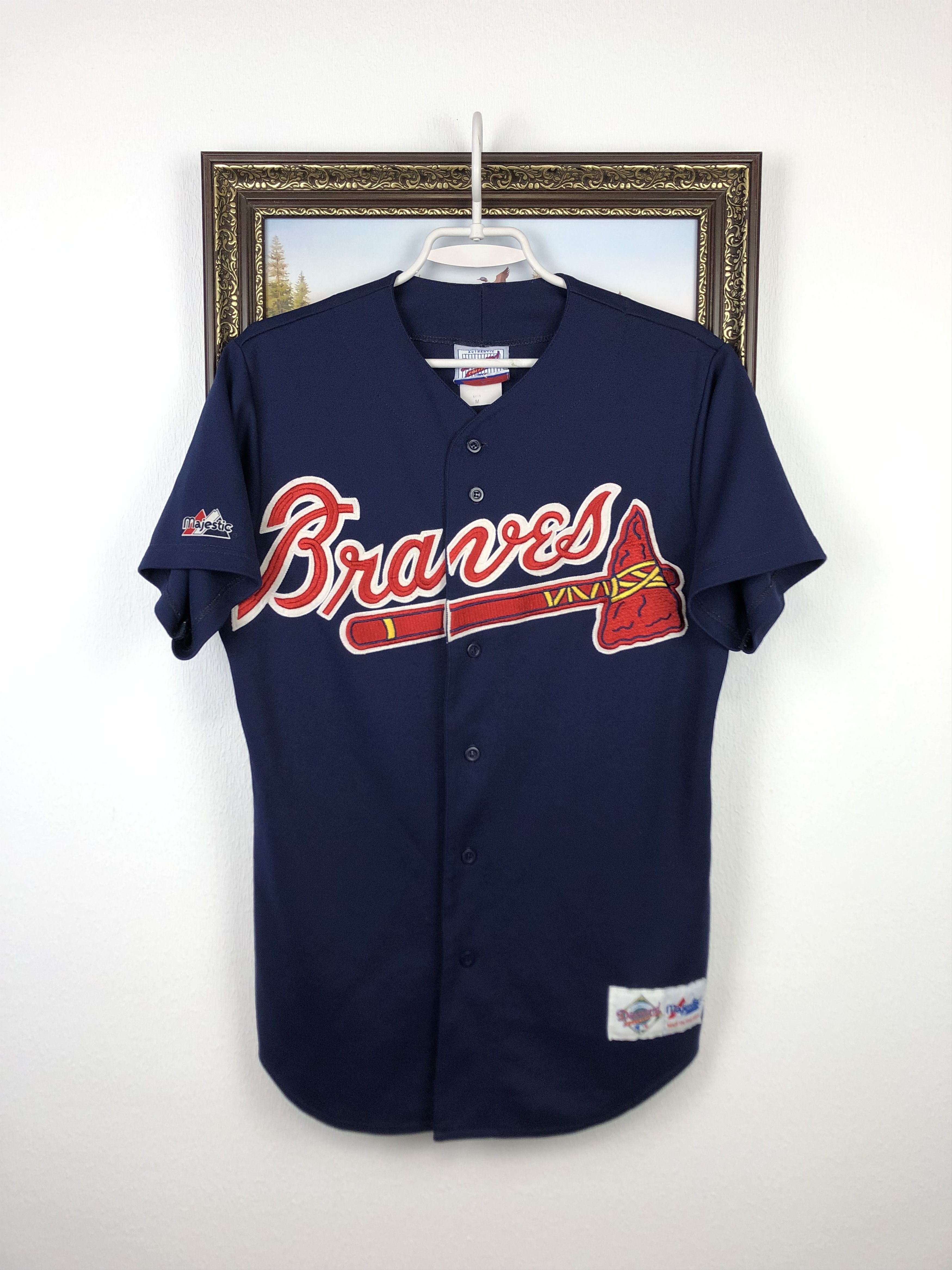 Majestic Vintage Majestic Atlanta Braves Blue Pinstripe Jersey Shirt Size US M / EU 48-50 / 2 - 1 Thumbnail