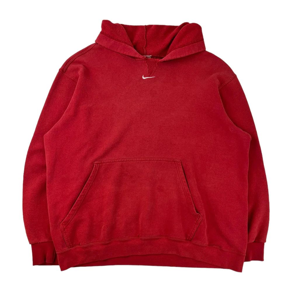 image of Vintage Nike Center Swoosh Hoodie Washed Red, Men's (Size XL)