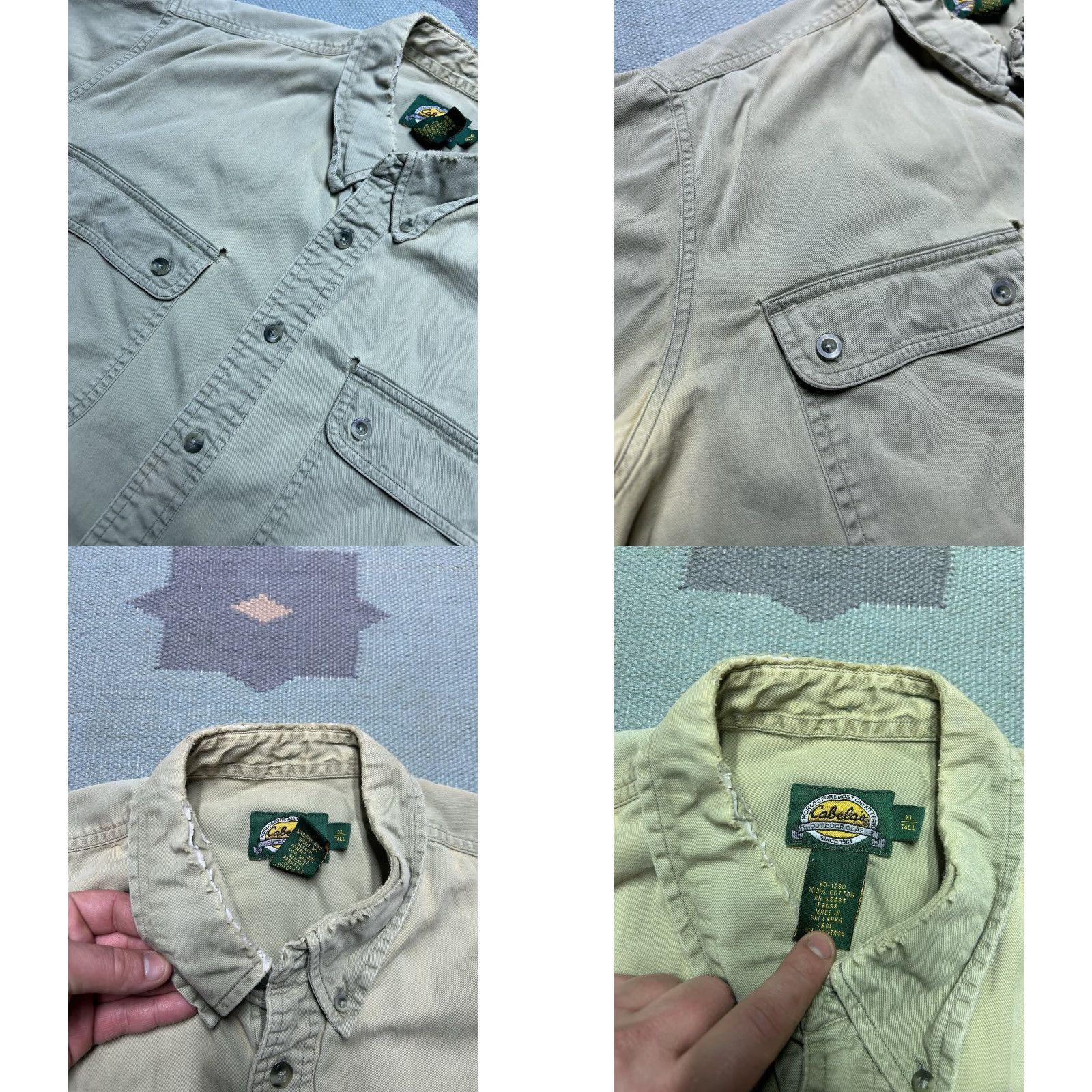 Vintage VINTAGE Cabela's Long Sleeve Button Shirt Paint Distressed Worn Khaki Tan XL Tall Shirt Men Beige Size US XL / EU 56 / 4 - 8 Thumbnail