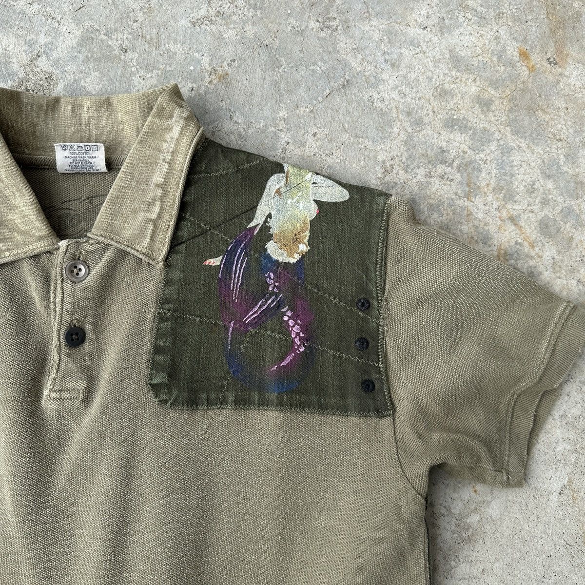 Kountry World War Military Mermaid painting patchwork tee