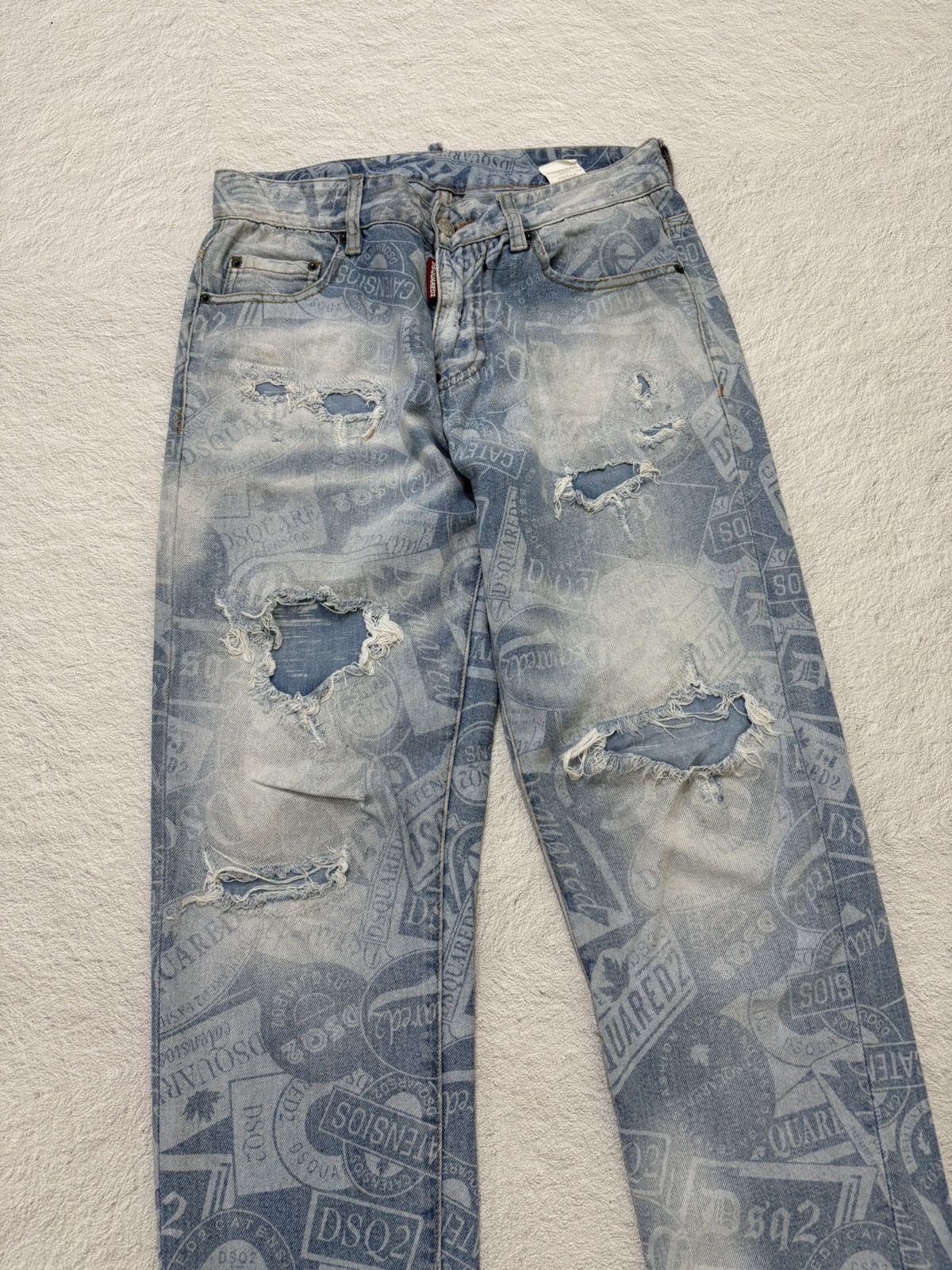 Dsquared2 2000s Dsquared distressed fullprint denim pants y2k style Size US 30 / EU 46 - 2 Thumbnail