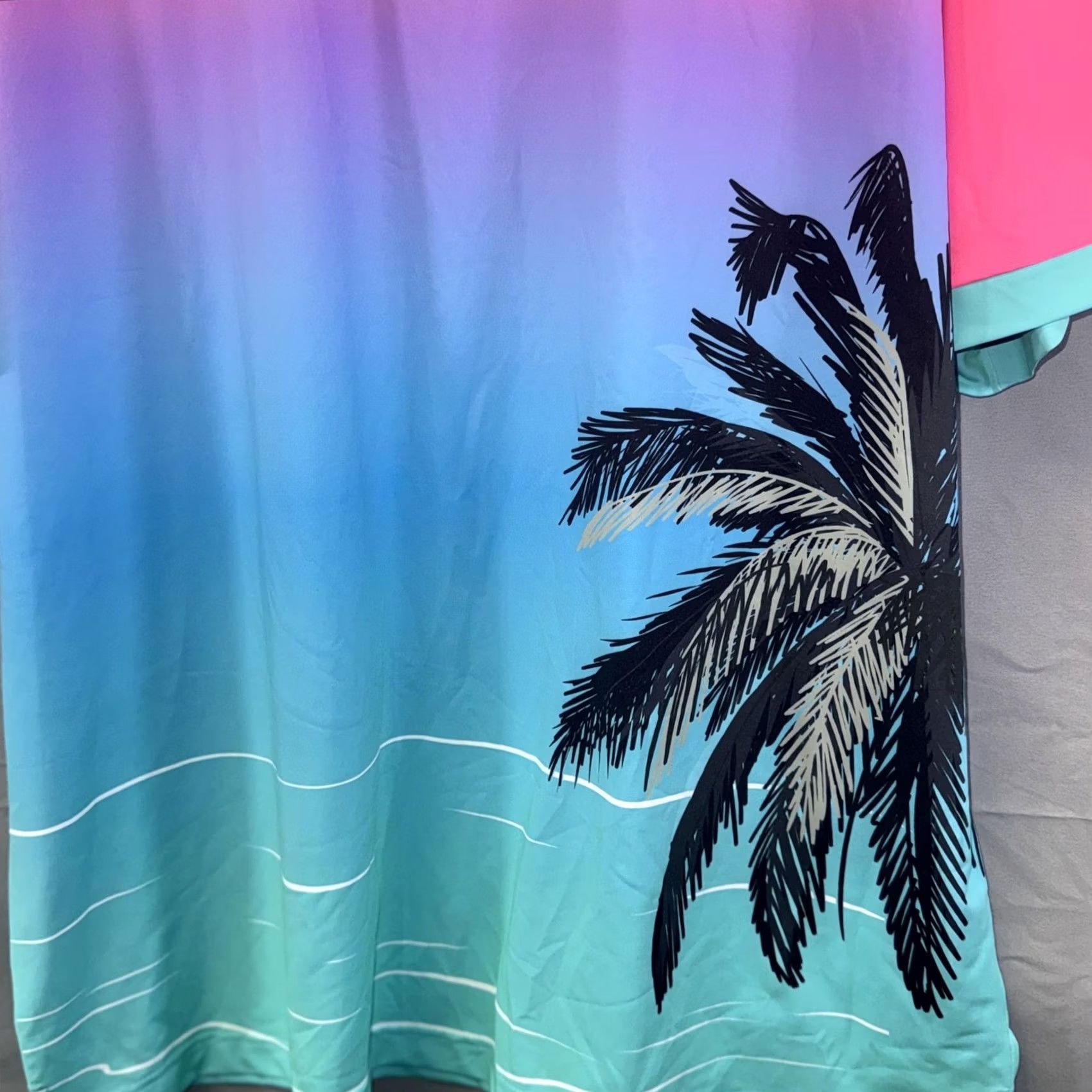 Vintage Sunday Swagger Polo Shirt Mens 2XL Pink Blue Ombre Palm Graphic Print Golf Tropical Beach Size US XXL / EU 58 / 5 - 4 Thumbnail
