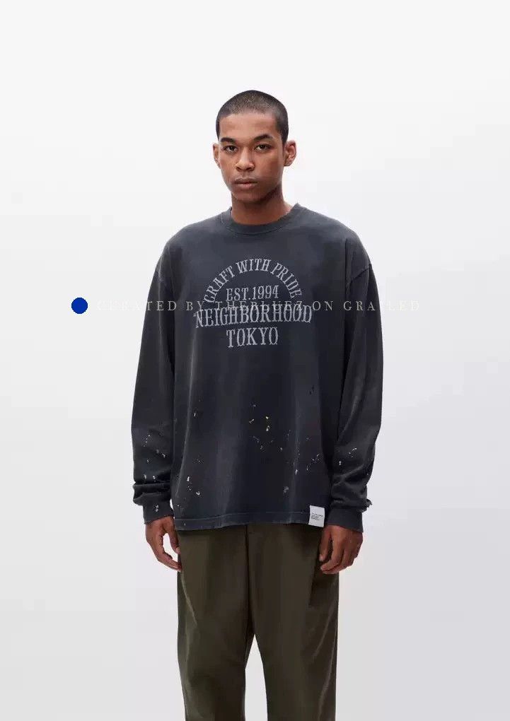 Neighborhood Distressed Black Long Sleeve Crewneck Size US L / EU 52-54 / 3 - 1 Thumbnail