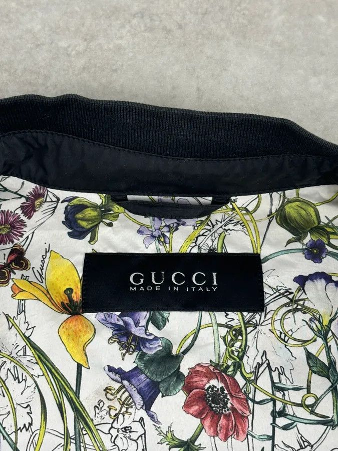 Gucci AW2012 Gucci Black Nylon Floral Lined Bomber Jacket Size US L / EU 52-54 / 3 - 9 Thumbnail