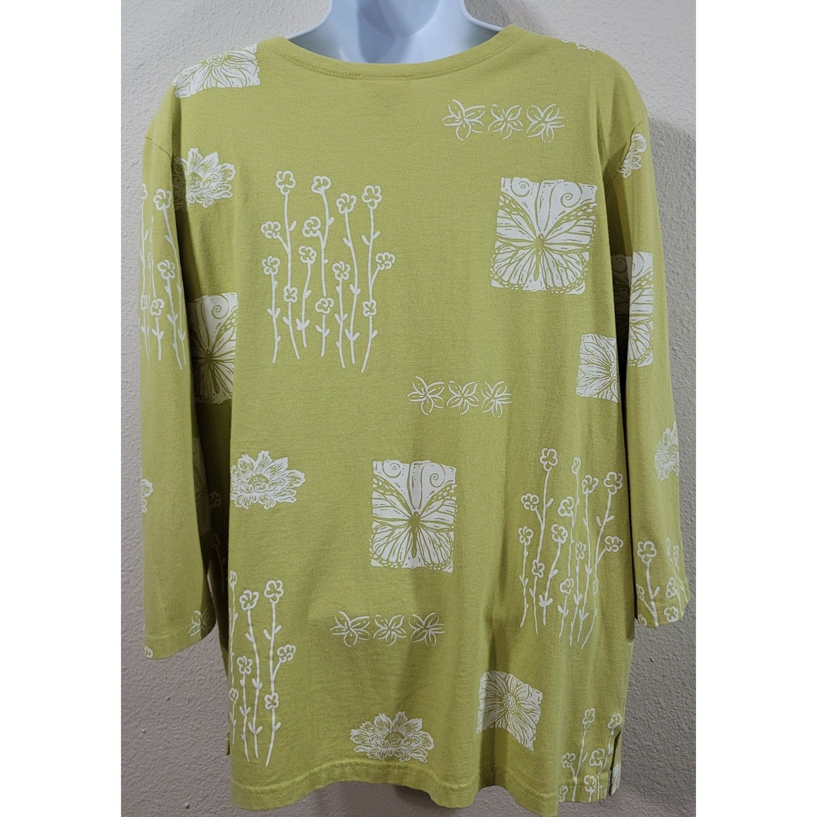 Other Decorated Originals Lime Green Floral Print Top Large Size L / US 10 / IT 46 - 2 Thumbnail