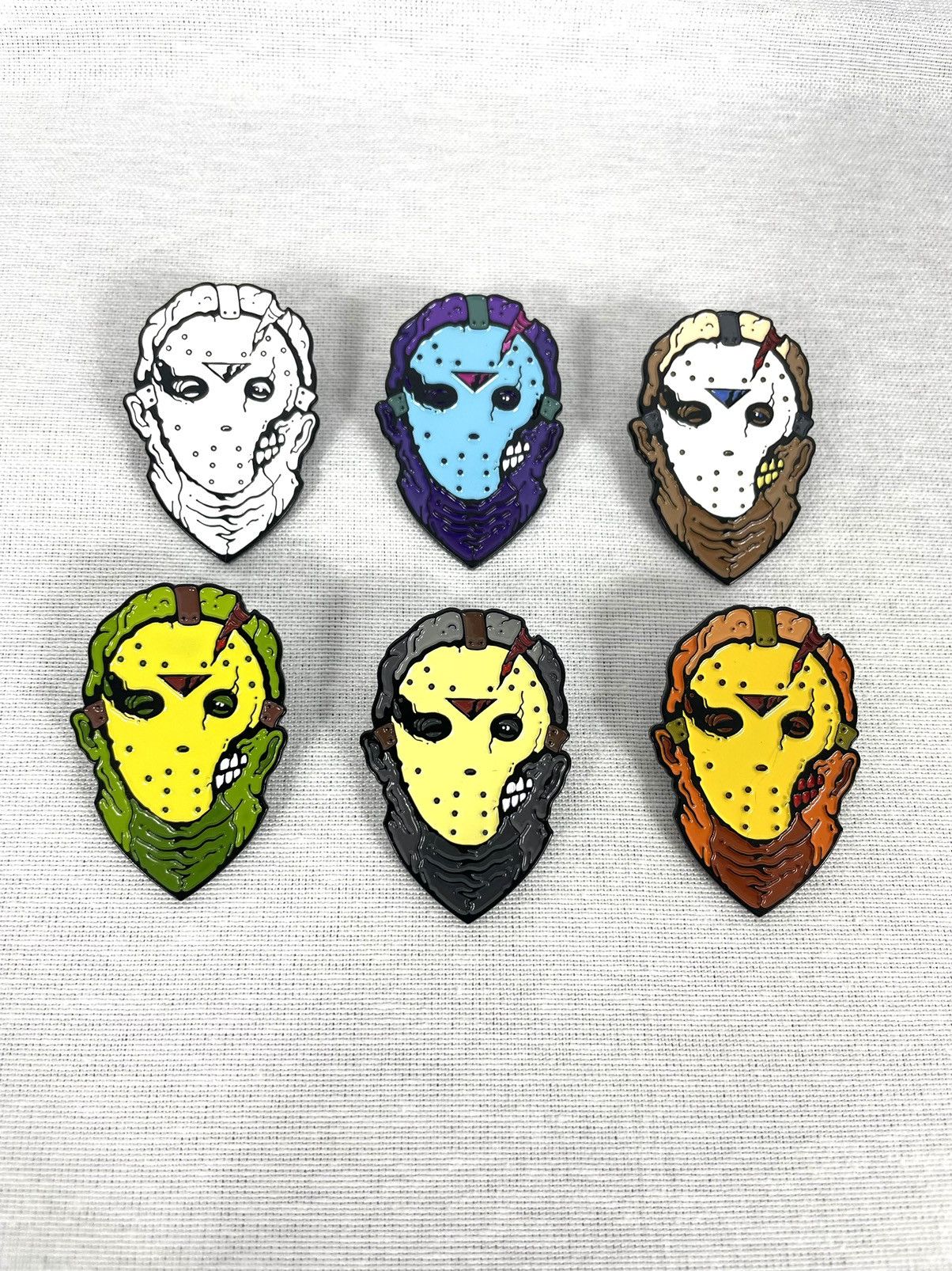 image of Designer Creative Terror Jason Enamel Pin Set Of 6, Men's