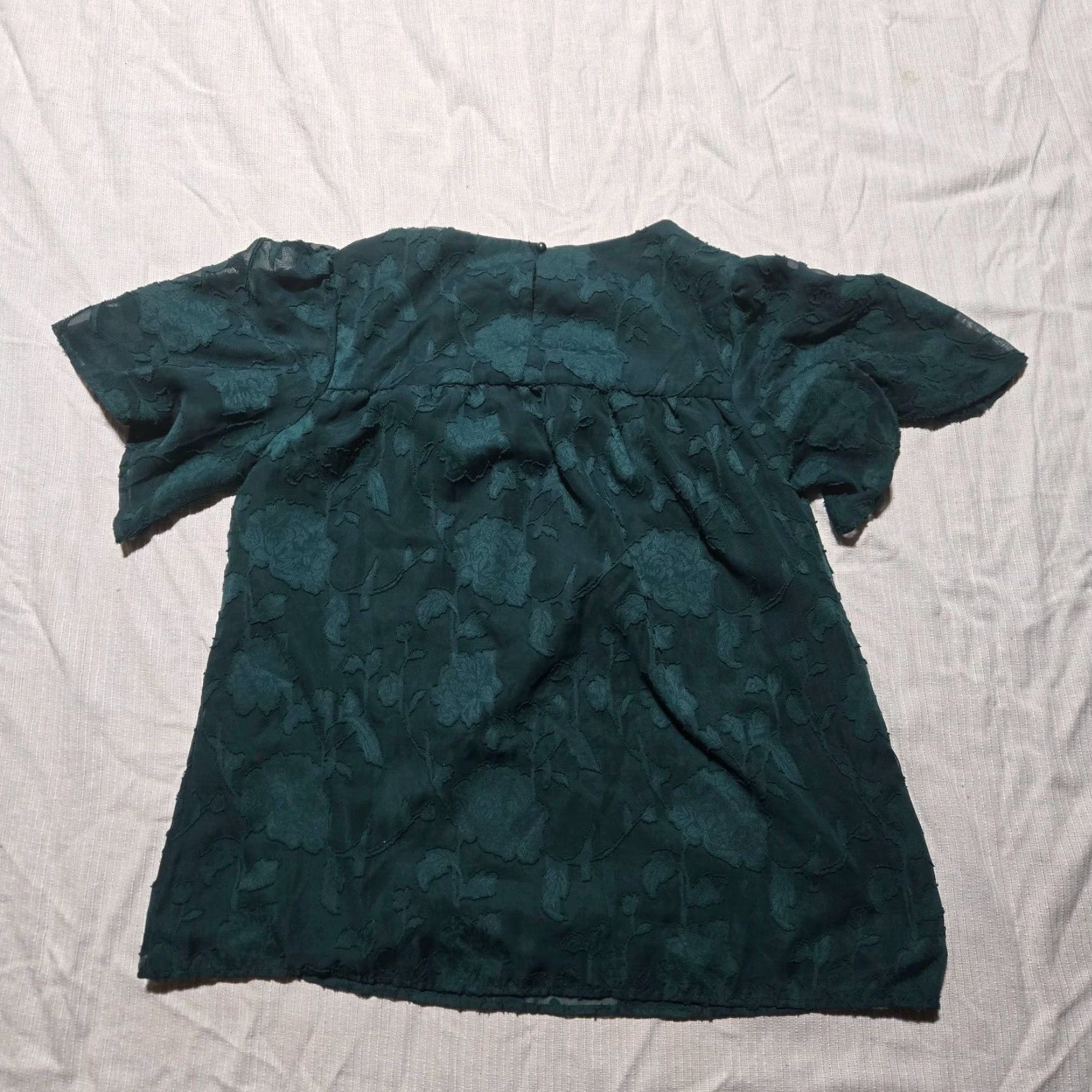 Vintage VINTAGE Shirt Green Floral Short Sleeve Button-Up Adult Women L Large Floral Pattern 60s 70s Womens Size L / US 10 / IT 46 - 7 Thumbnail