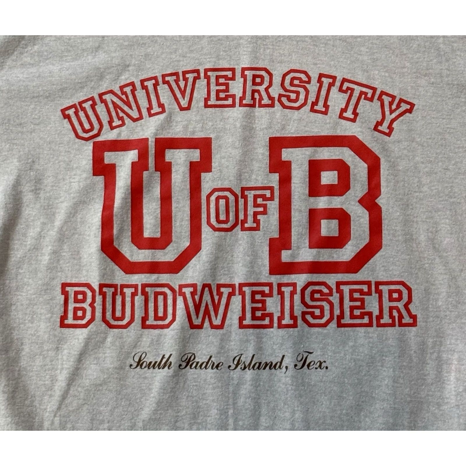 TEE JAYS VINTAGE Tee Jays Budweiser University Shirt Large Adult Gray South Padre Island Spring Break 80s University Size US L / EU 52-54 / 3 - 3 Thumbnail