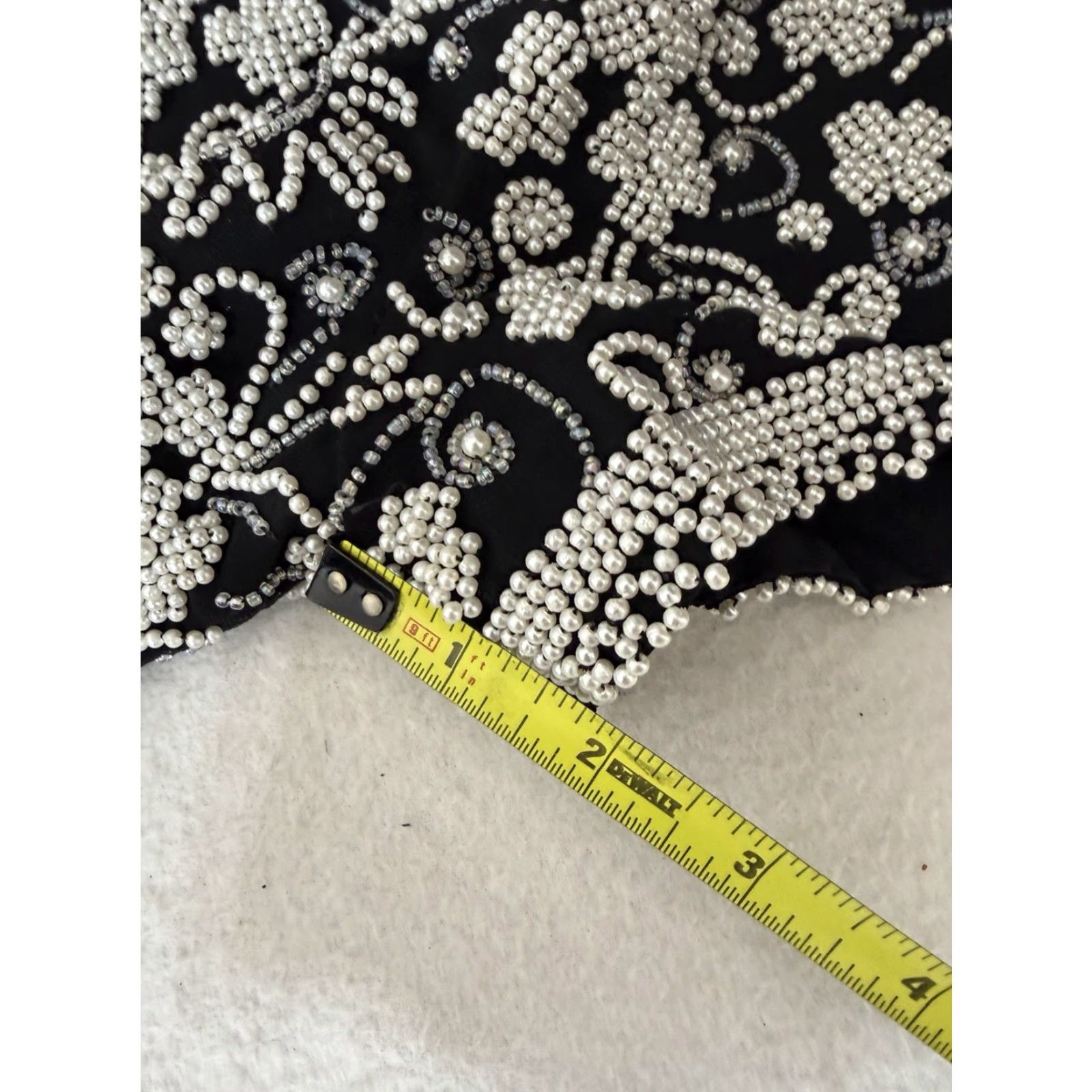Vintage VINTAGE LAURENCE KAZAR NEW YORK Black Beaded Knee Length Dress PS Petite Women's 1970s Formal Beaded Floral Cotton/Chiffon Size S / US 4 / IT 40 - 4 Thumbnail