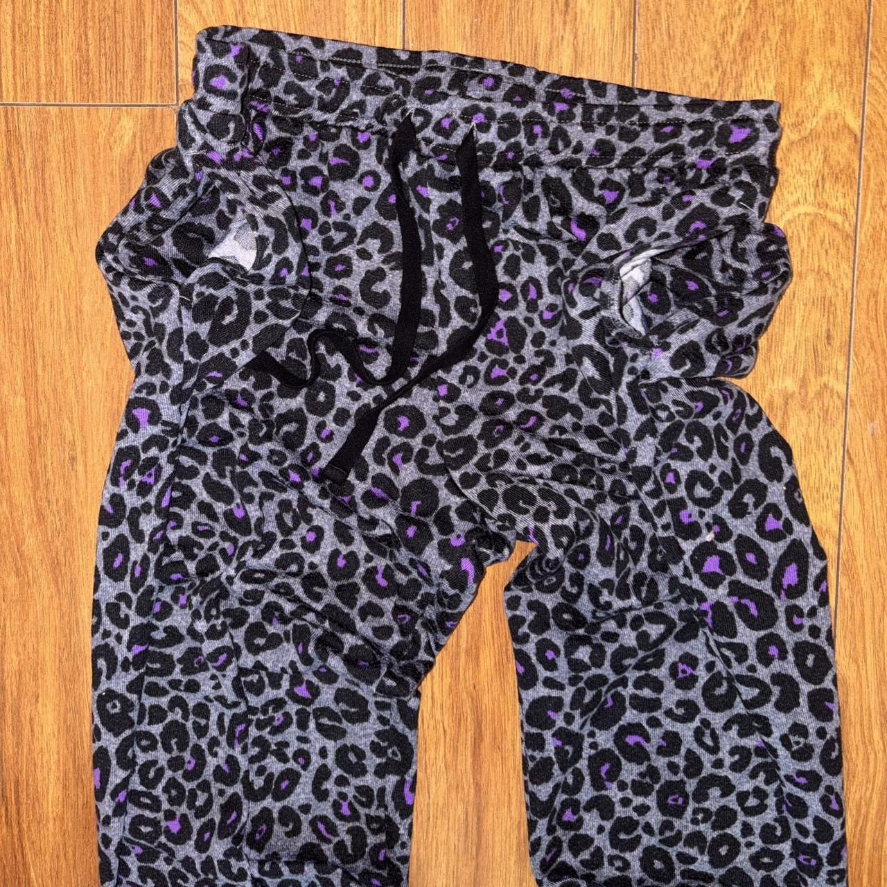 Vera Wang Purple & black leopard print joggers with drawstring waist Size 30" / US 8 / IT 44 - 3 Thumbnail