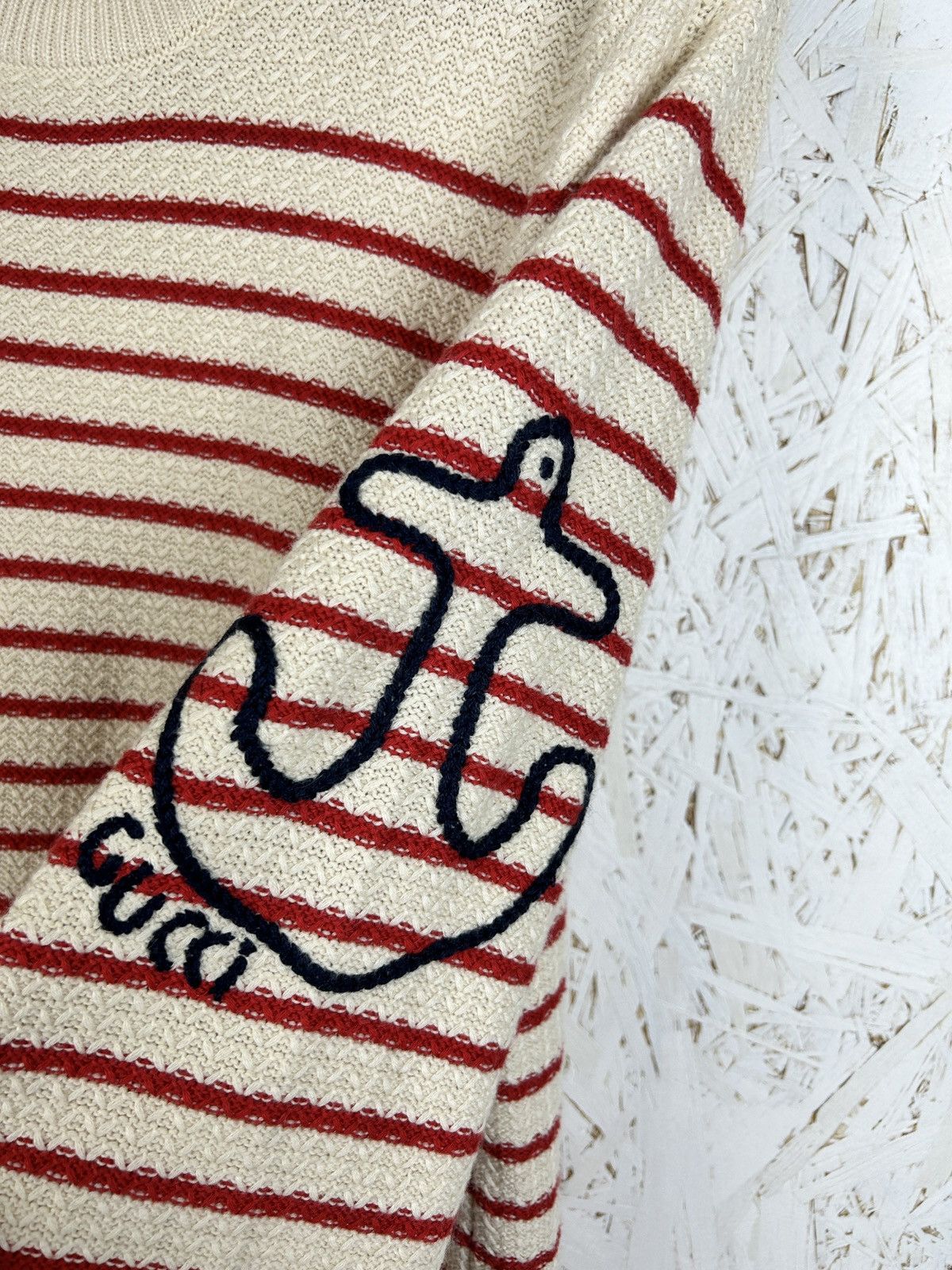 Gucci Gucci Embroidered Anchor Cotton Cashmere Striped Sweater Size M / US 6-8 / IT 42-44 - 5 Thumbnail