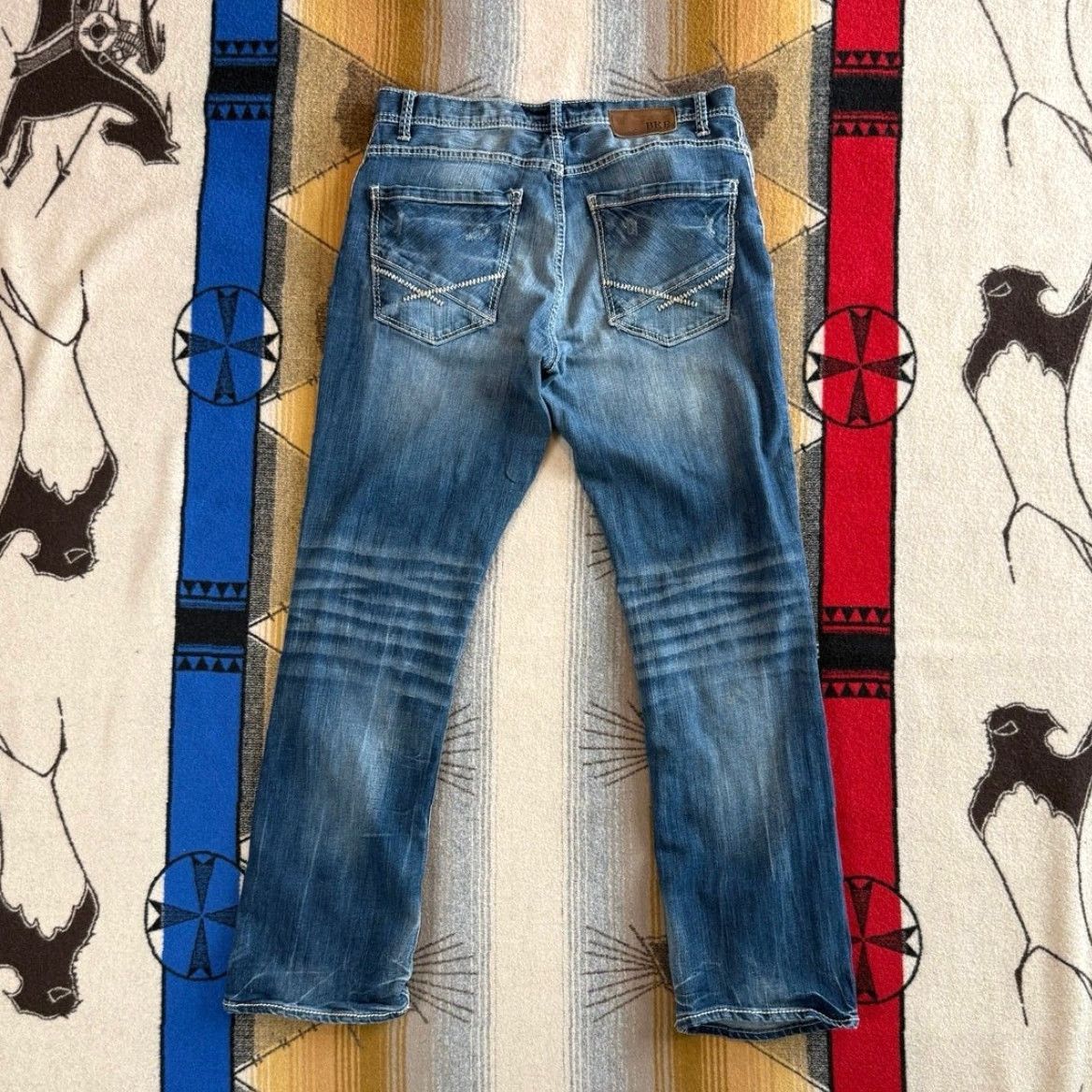 BKE BKE Jeans Mens Straight Denim 32x31 Stretch Embroidered Grunge Blue Y2K Buckle BKE Size US 32 / EU 48 - 2 Thumbnail