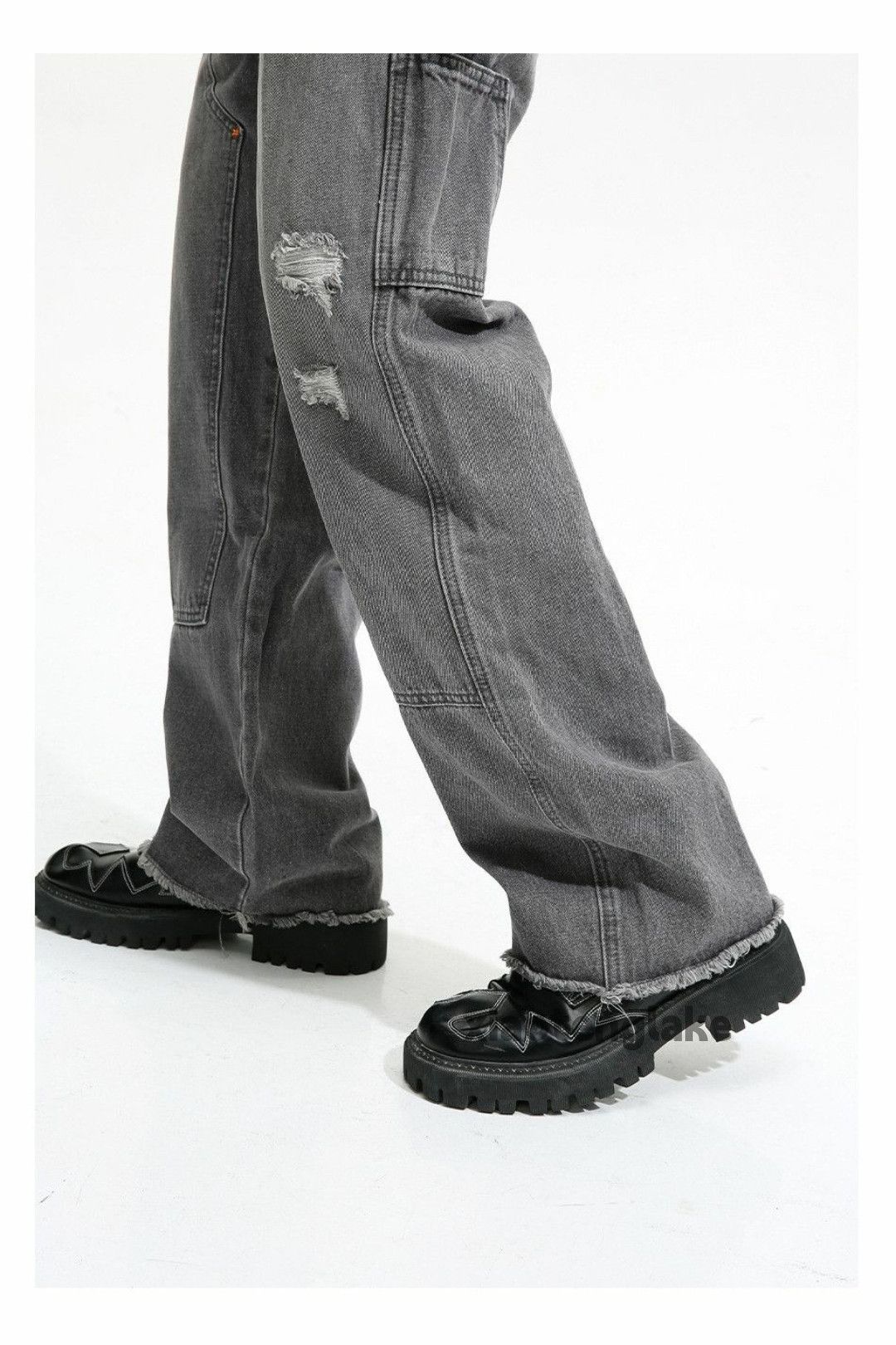Jean × Vintage washed faded skate hiphop carpenter damaged jeans Size US 32 / EU 48 - 4 Thumbnail