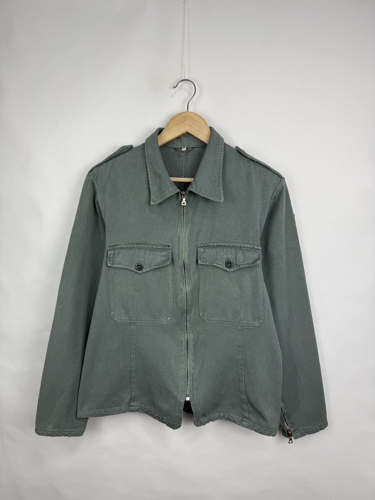 Le Laboureur 🇨🇭 Vintage 70s Swiss Army Military Work Jacket WSB Qualite Size US M / EU 48-50 / 2 - 2 Thumbnail
