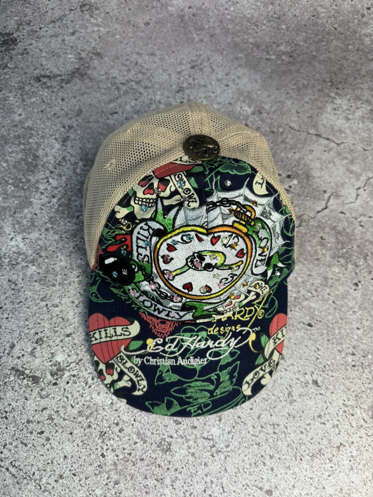 Christian Audigier × Ed Hardy × Vintage Ed Hardy Cap Y2K Trucker Hat Vintage Size ONE SIZE - 2 Thumbnail