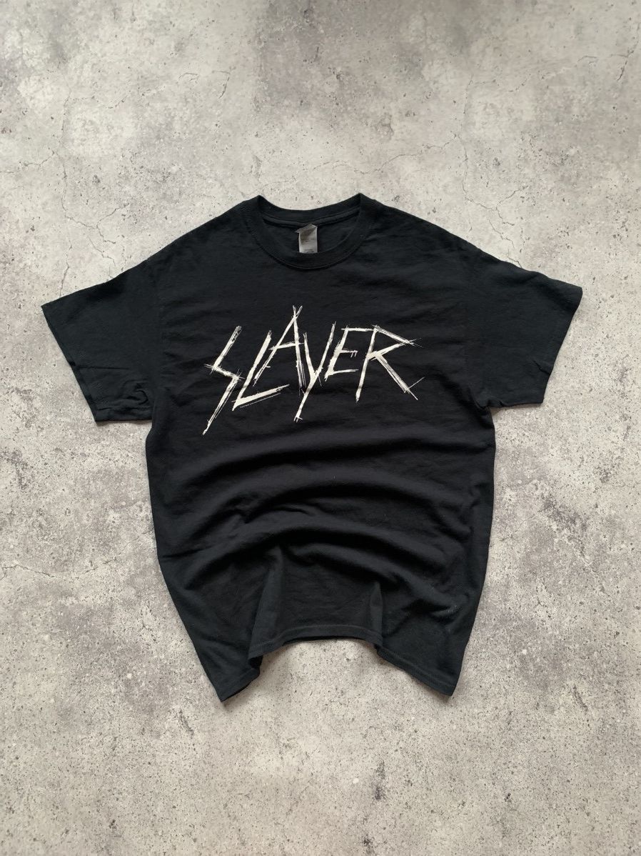 Slayer × Vintage SLAYER BIG LOGO Y2K BLACK T-SHIRT Band Rock Crazy METAL Size US M / EU 48-50 / 2 - 1 Thumbnail