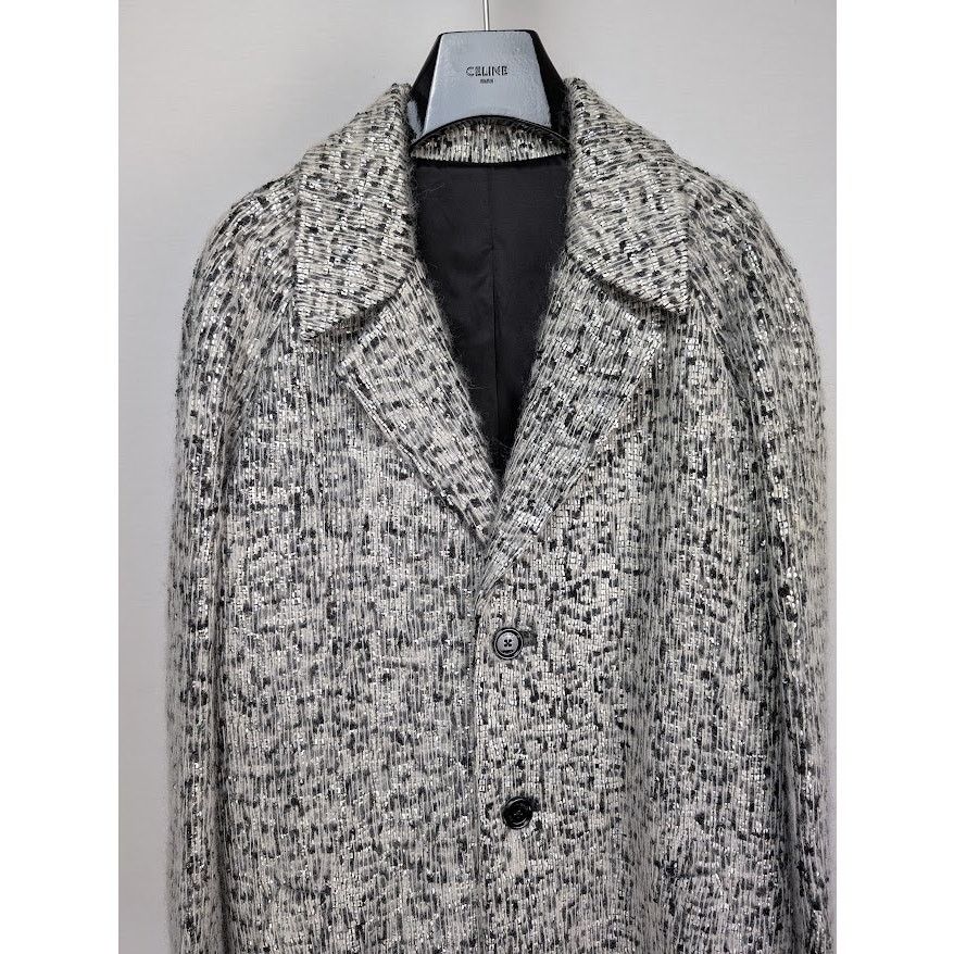 Celine o1rshd1 Hand Woven Wool Coat Jacket in Grey/Black Size US M / EU 48-50 / 2 - 2 Thumbnail