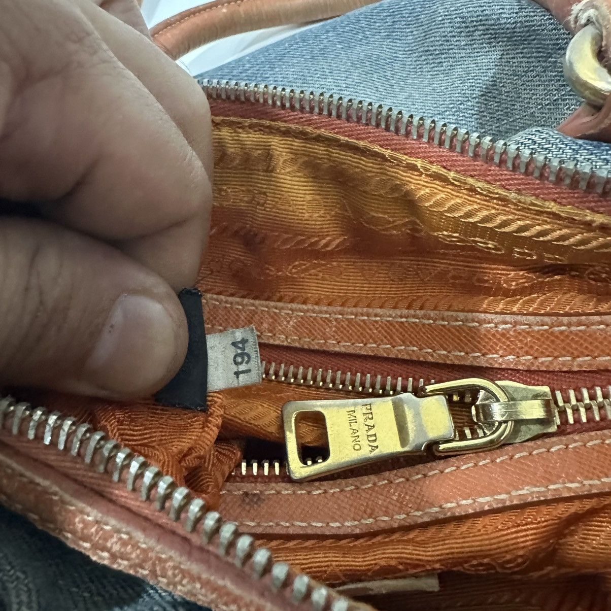 Prada PRADA DISTRESSED DENIM BAULETTO 2 WAY BOSTON BAG Size ONE SIZE - 23 Thumbnail