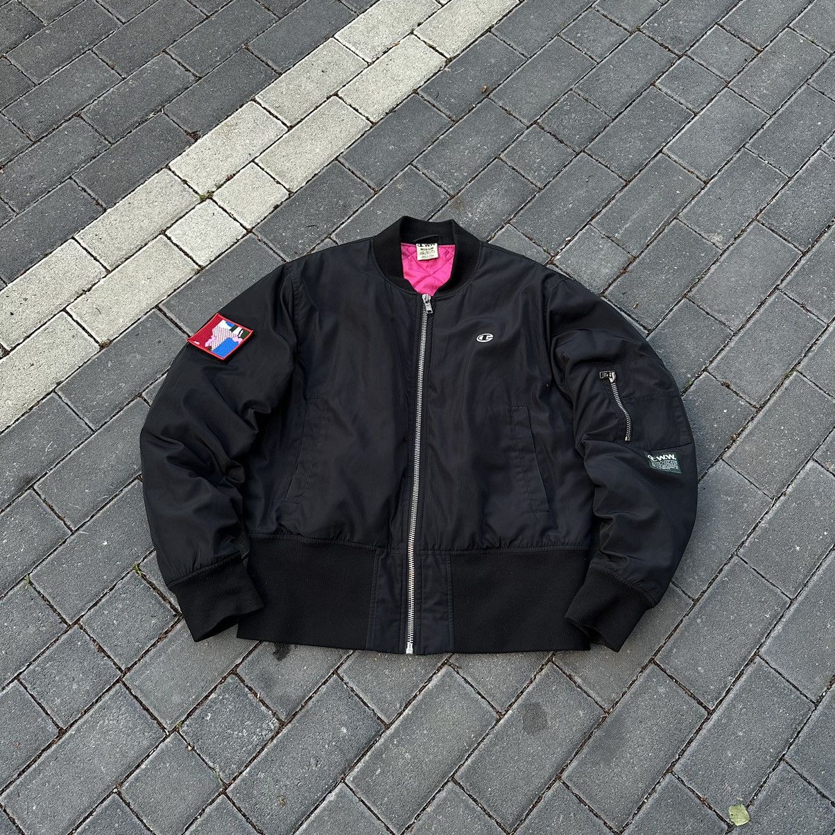 image of Champion x Wood Wood Danny Bomber Jacket in Black, Men's (Size Medium)