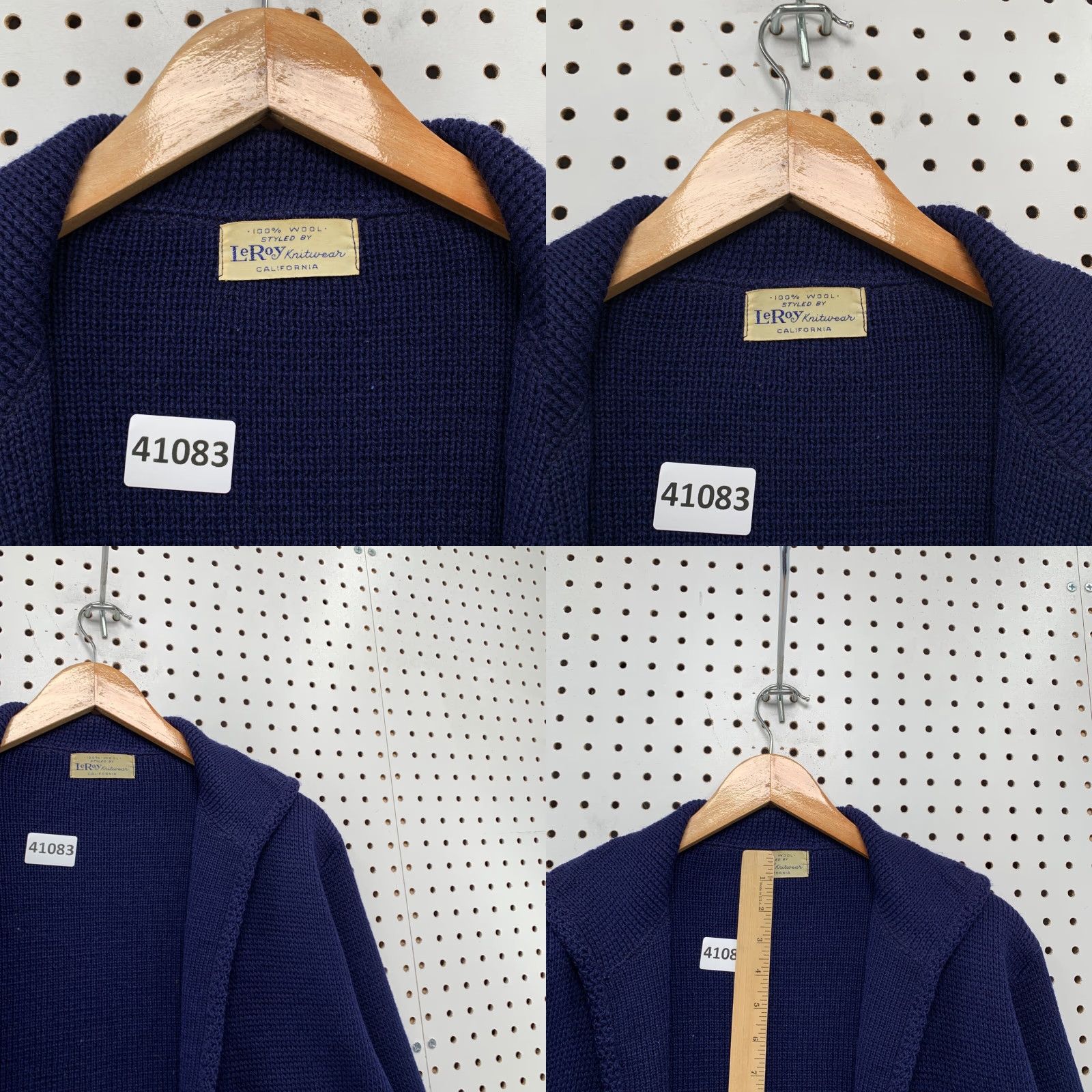 Vintage VINTAGE Le Roy Cardigan Sweater Womens Large Blue 100% Wool Chunky-Knit Long Sleeve Open Size L / US 10 / IT 46 - 8 Thumbnail