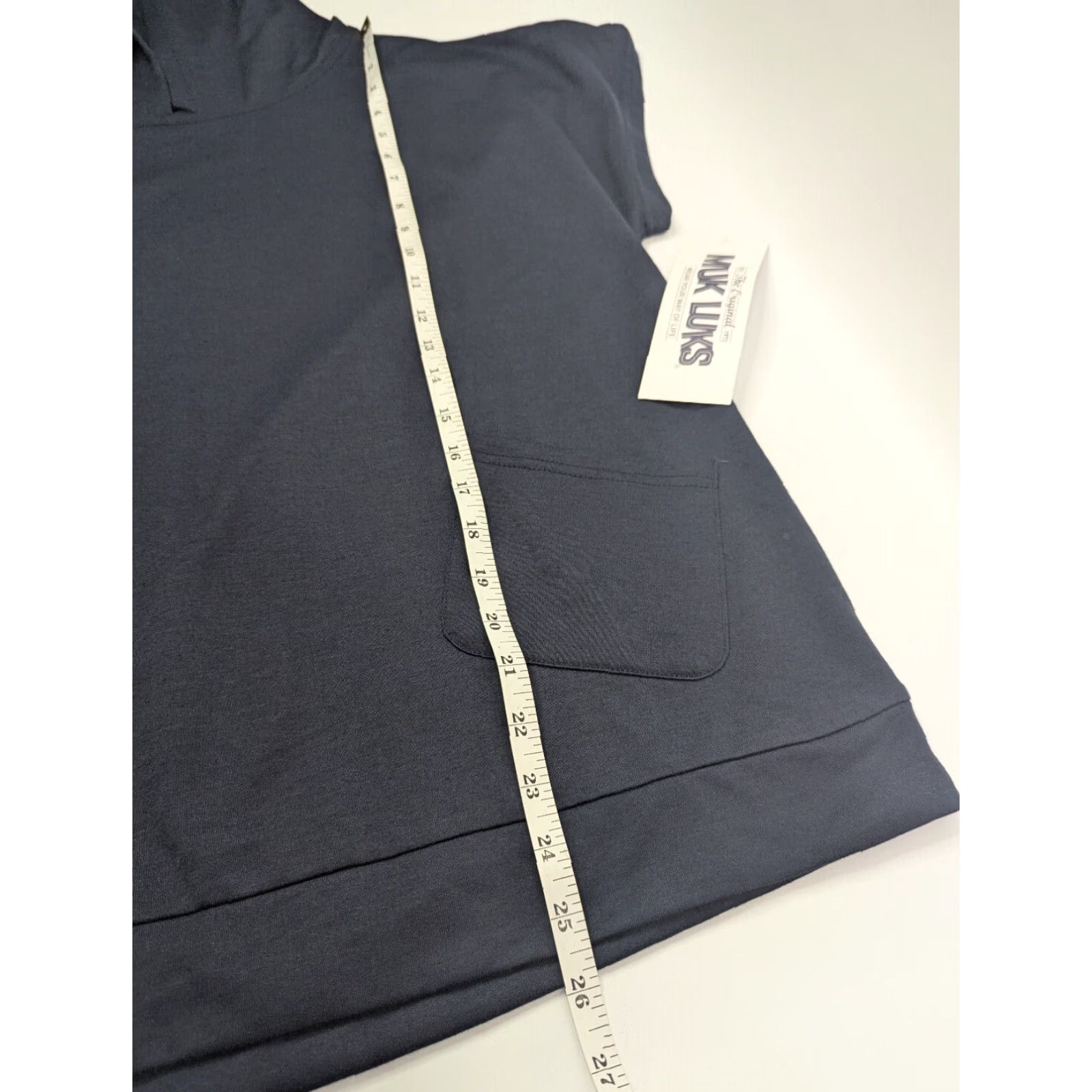 Vintage MUK LUKS Hooded Pullover Shirt Women L Navy Blue Cap Sleeve Terry Pullover Activewear Size L / US 10 / IT 46 - 3 Thumbnail