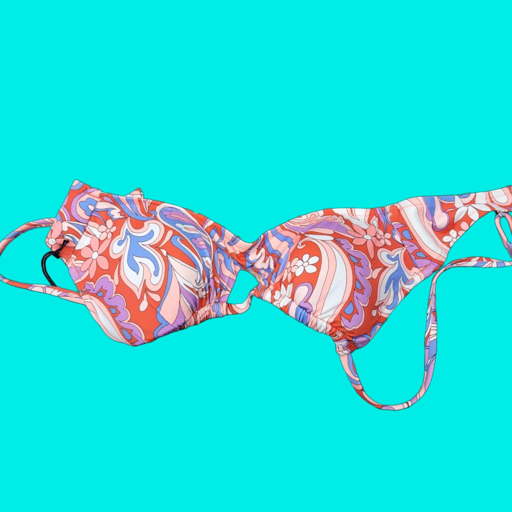Vintage Shade & Shore Bikini Top Womens 34A Pink Paisley Underwire Lined Halter Swim Top Size XXS / US 00 / IT 34 - 1 Thumbnail