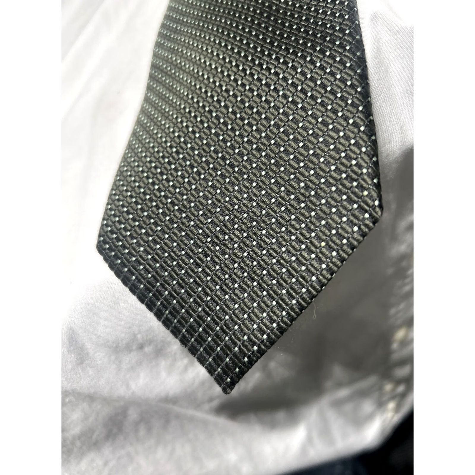 Vintage Pure Silk Cafe Coton Tie Geometric Green 3.5x58 Men Adult Silk Tie Mens Size ONE SIZE - 4 Thumbnail