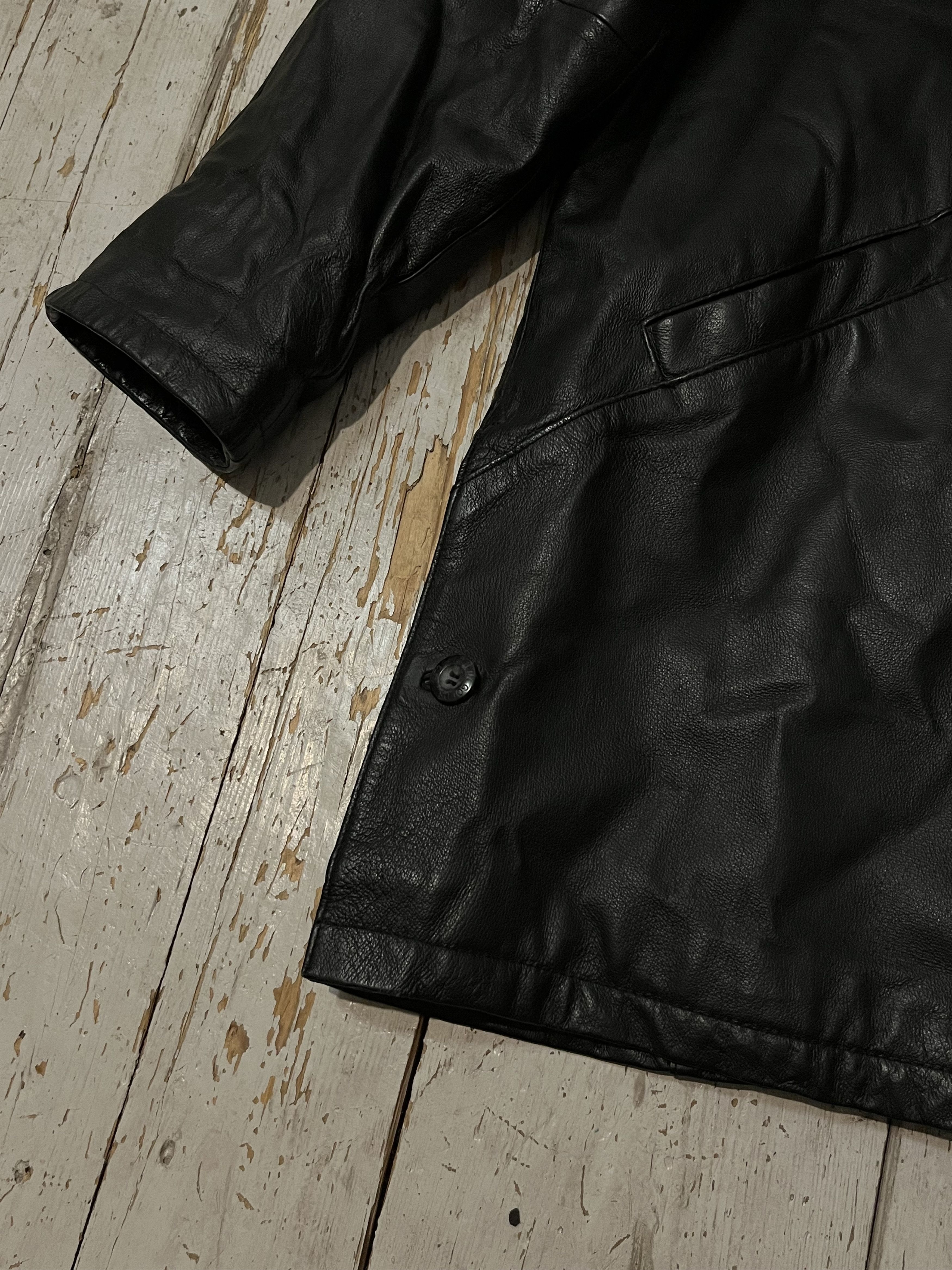 Genuine Leather × Vintage 90s Opium Real Leather Vintage Coat Jacket Size US L / EU 52-54 / 3 - 7 Thumbnail